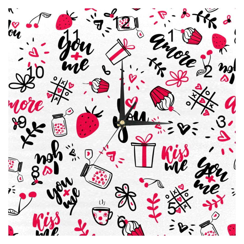 Horloge murale carrée rose de 20,3 cm : petite pendule numérique silencieuse à piles