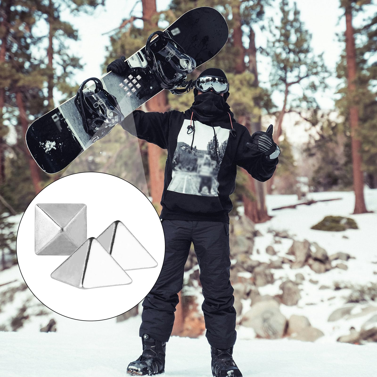 lasuroa 10pz Pyramid Studs Pad Snowboard, Antiscivolo Snowboard Argento Pad Autoadesivo Snowboard Step Pad Pad per Fornire Una Presa Extra