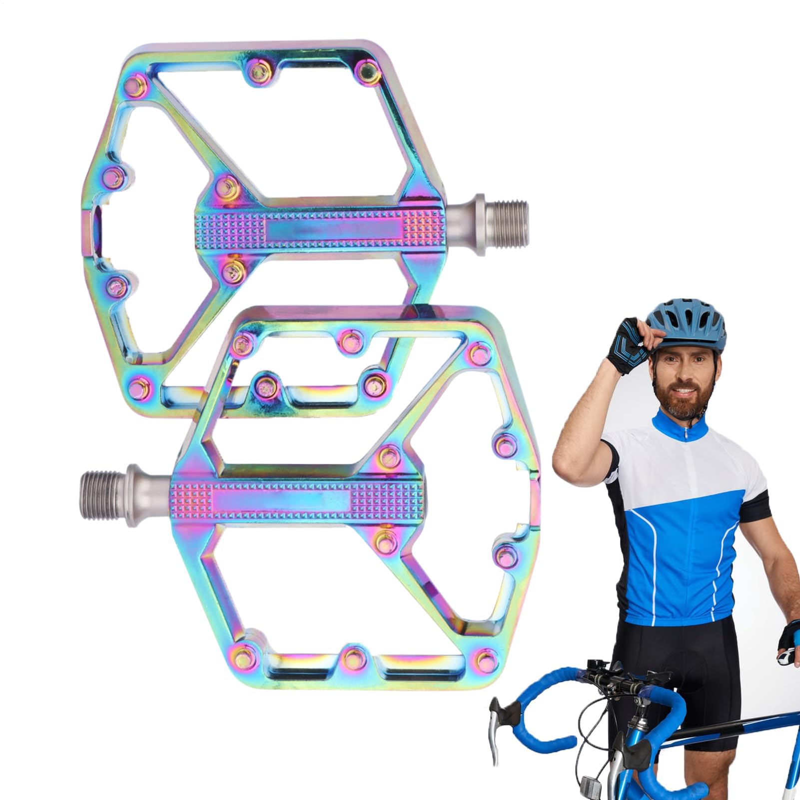 Pedales Para Bicicleta De Carretera,Componente De Repuesto Antideslizante,Pedal Largo para Bicicleta de Montaña y Carretera | Para Uso Exterior Senderismo Ciclismo Entrenamiento Viaje Hombres
