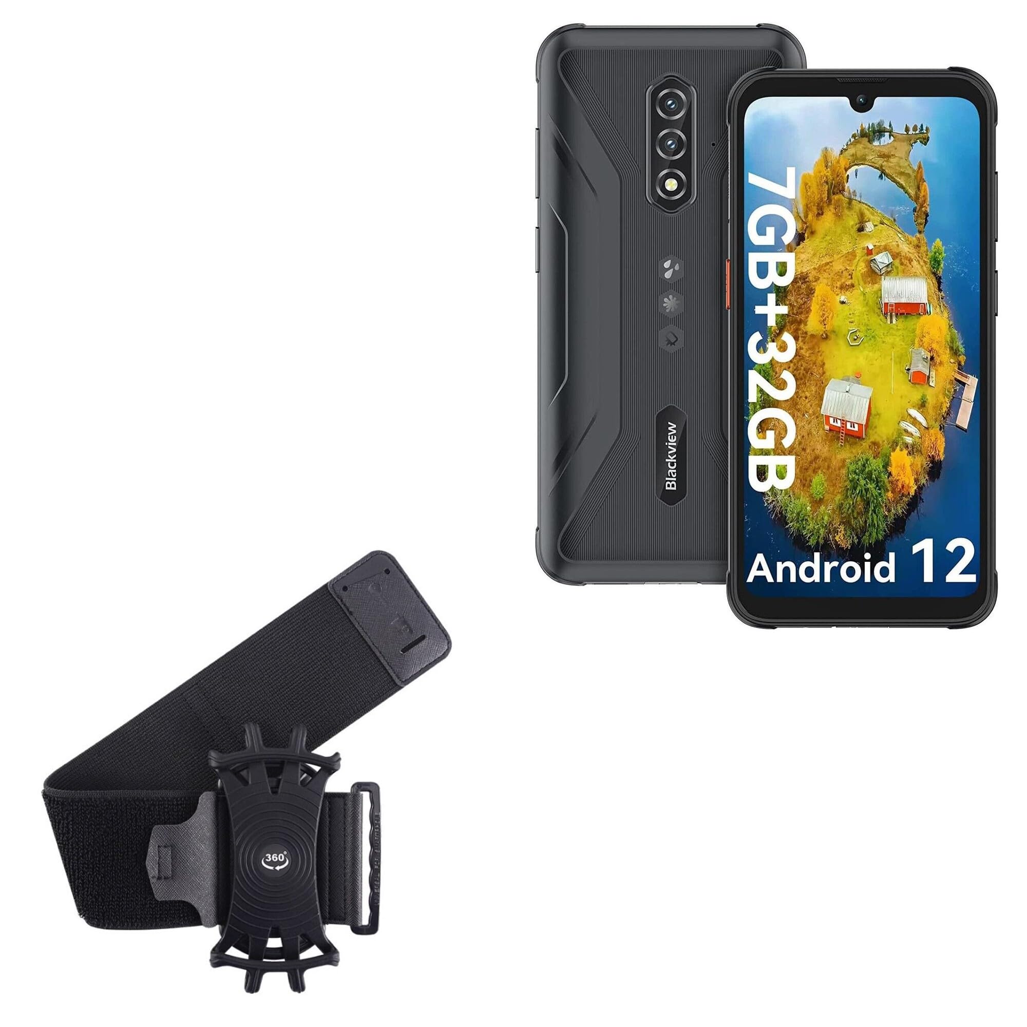 BoxWave Holster Compatible with Blackview BV5200 - ActiveStretch Sport Armband, Adjustable Armband for Workout and Running - Jet Black