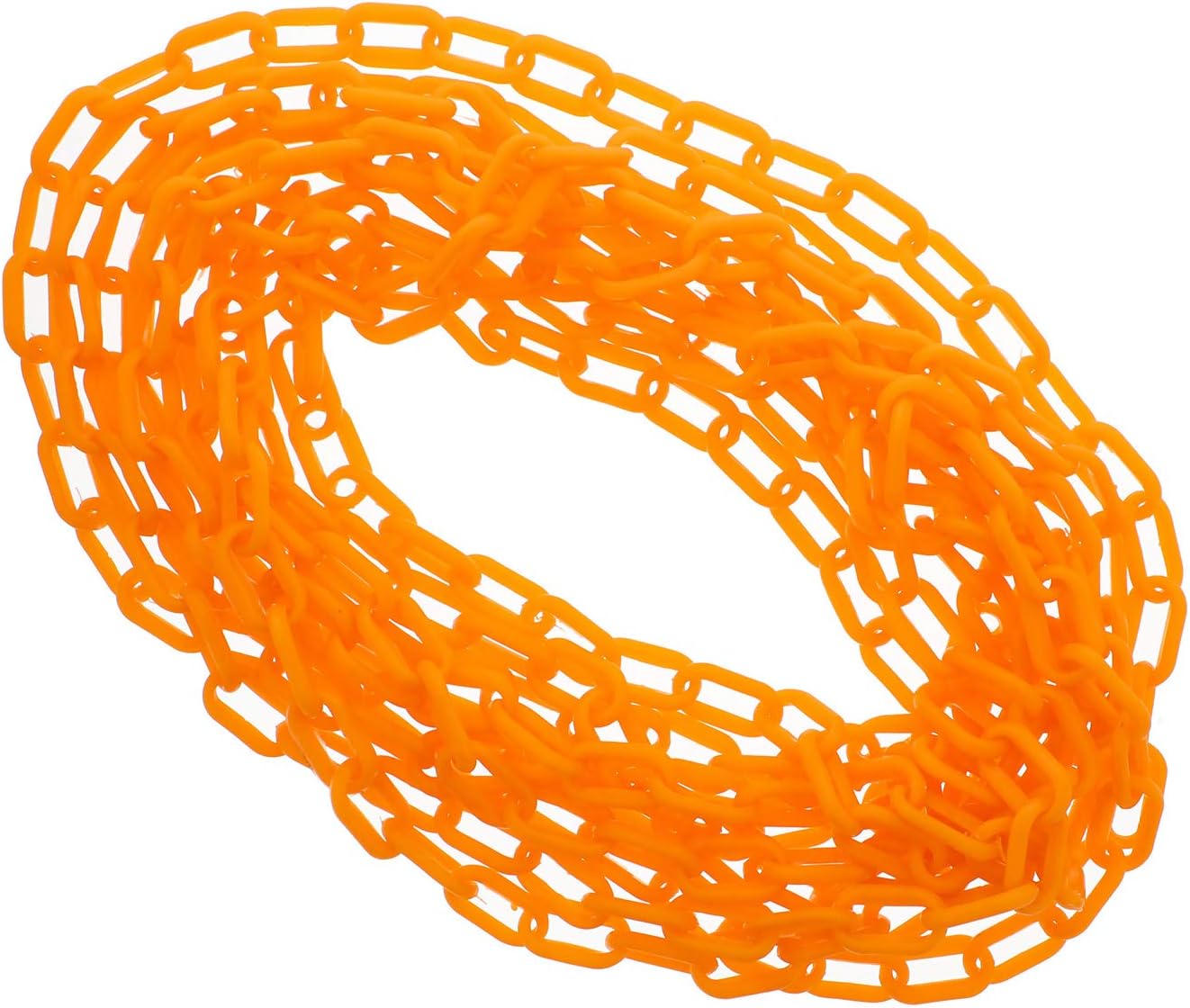 BISupply Orange Plastic Chain Links - 25ft x 6mm Plastic Barrier Chain for Safety Crowd Control or Plastic Links Halloween Decor Chains for Costumes