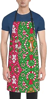 Holidays Dog Grooming Wedding Bib Aprons Tool Pockets Waterdrop Resistant Fashion Apron Boys Girls, Christmas Gingerbread Man Candy Apron with Large Pocket Polyester Aprons