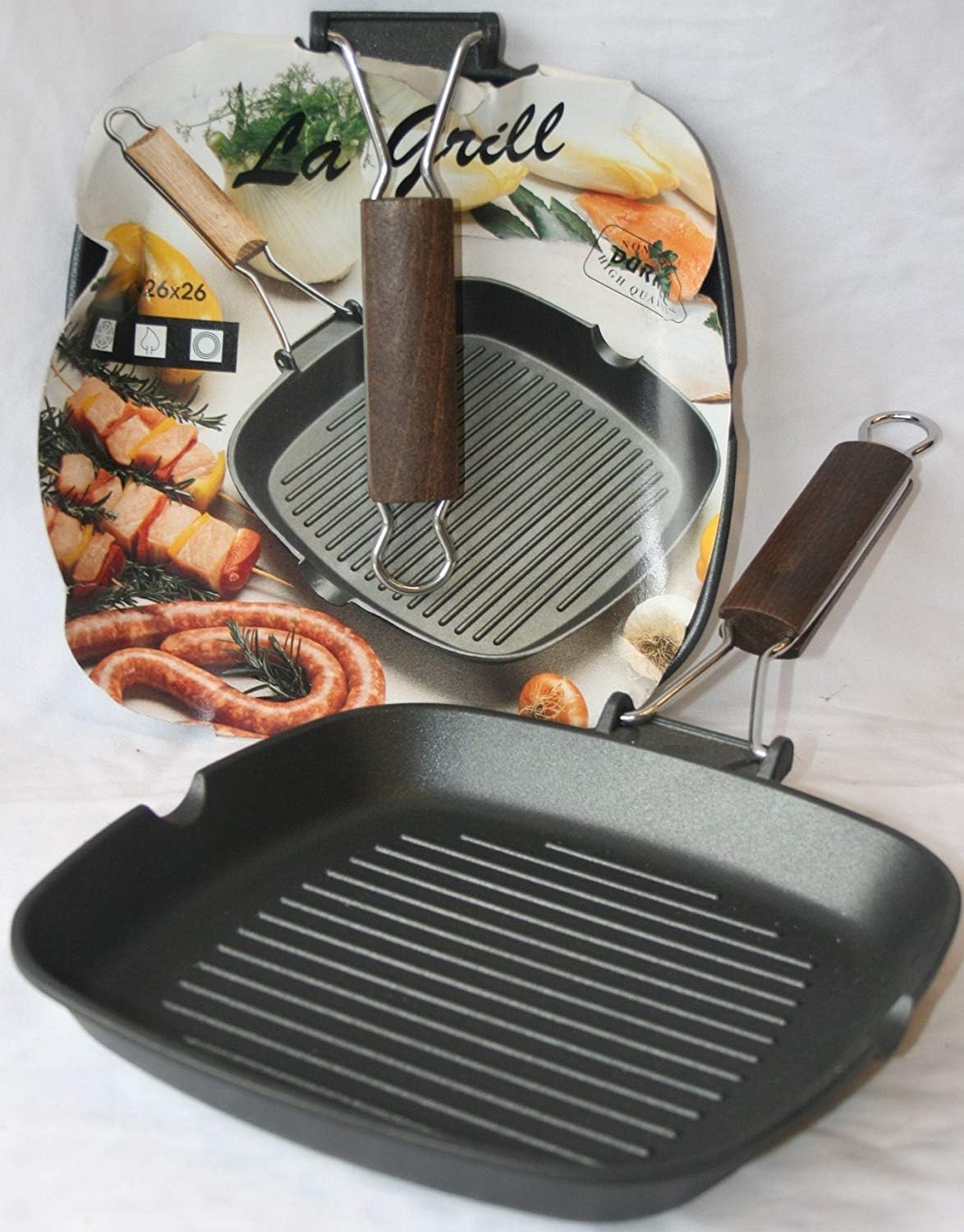 DIE CAST NON STICK GRILL PAN. 26 X 26cm.