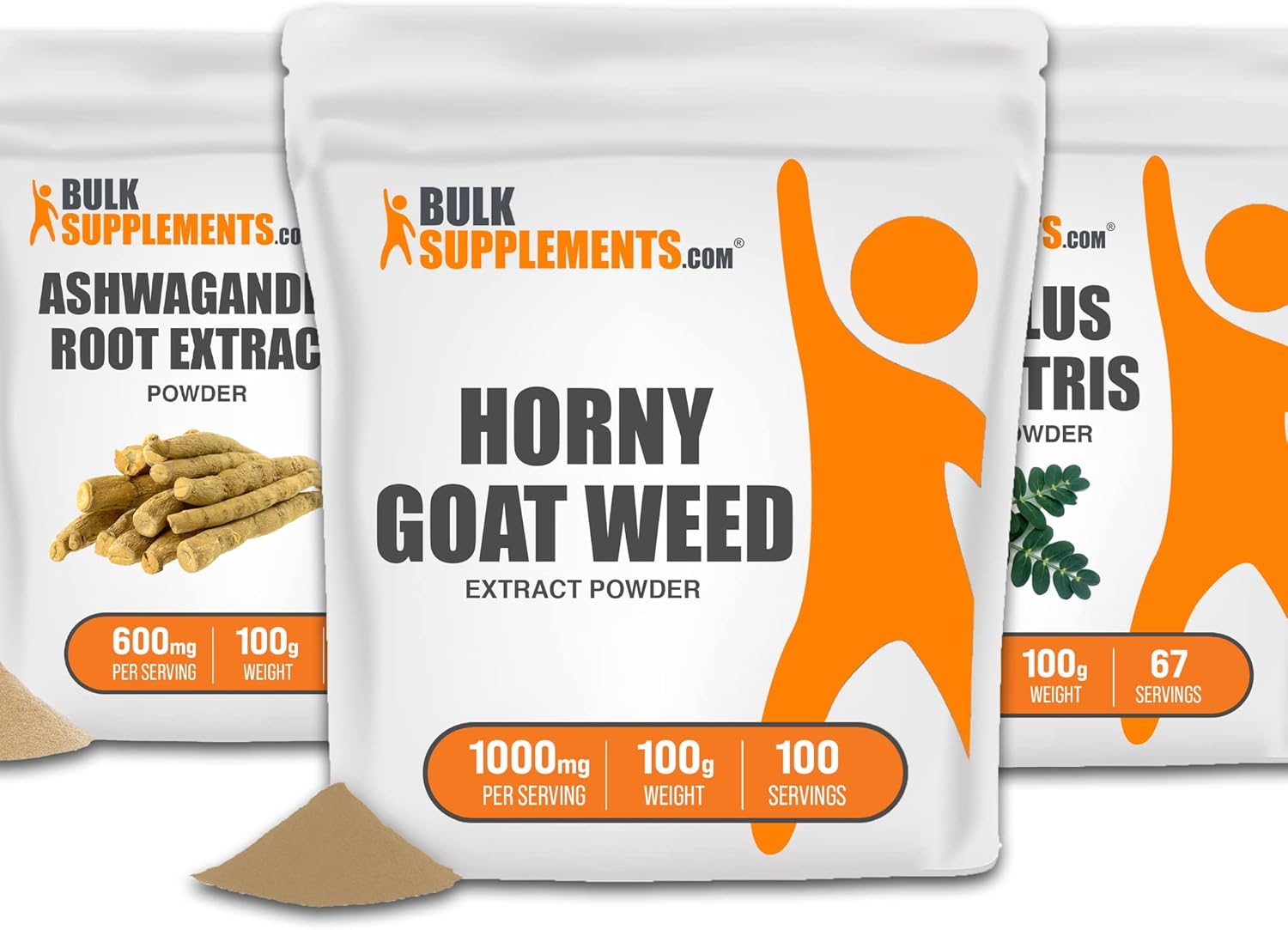 BULKSUPPLEMENTS Horny Goat Weed Powder, 500g with Ashwagandha Root Extract Powder,500g & Tribulus Terrestris Extract Powder, 100g Bundle : Health & Household