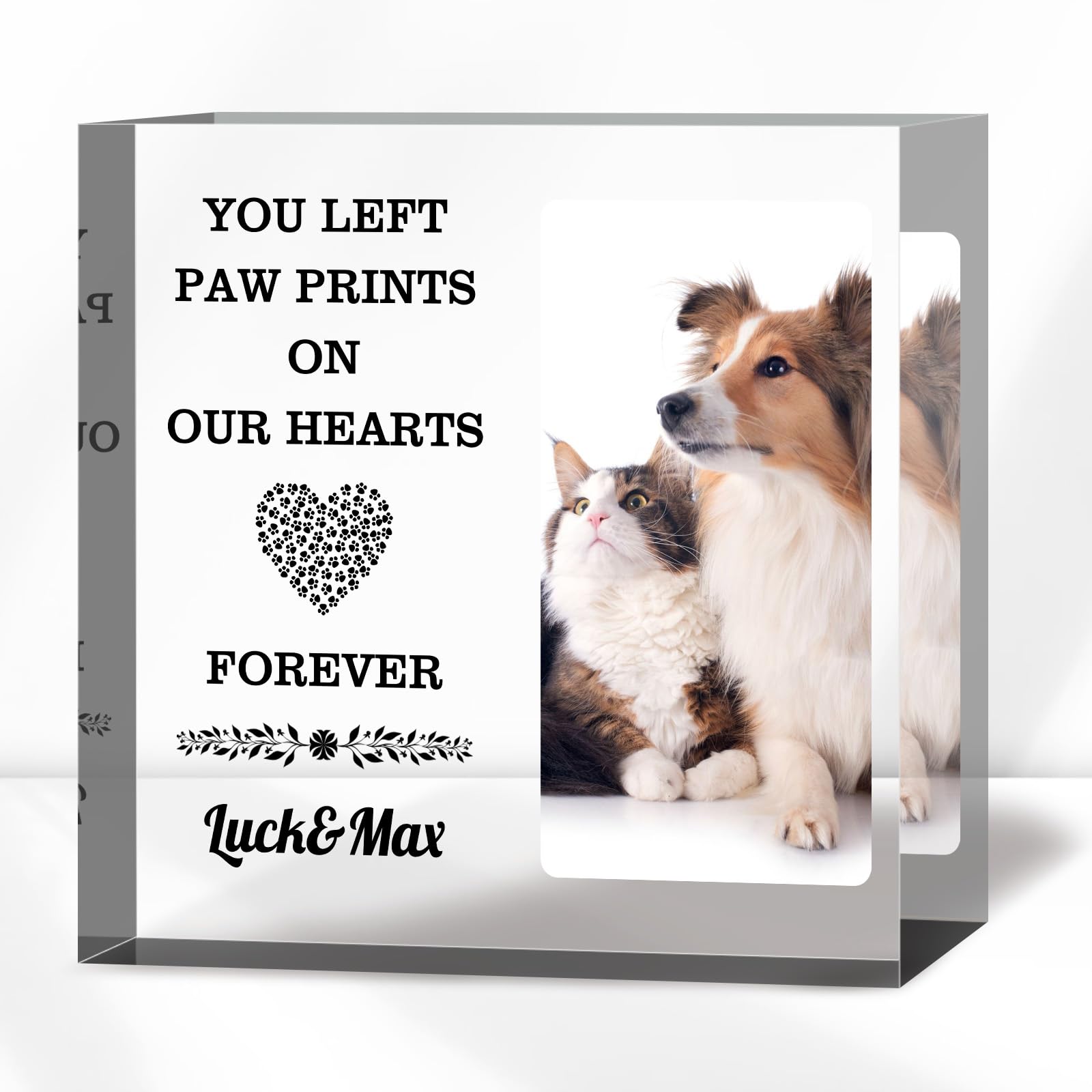 KOPPIE Pet Memorial Frame, Personalized Acrylic Photo Block for Dog Cat, Custom Pet Loss Gift, Sympathy Memorial for Deceased Pets, Remembrance