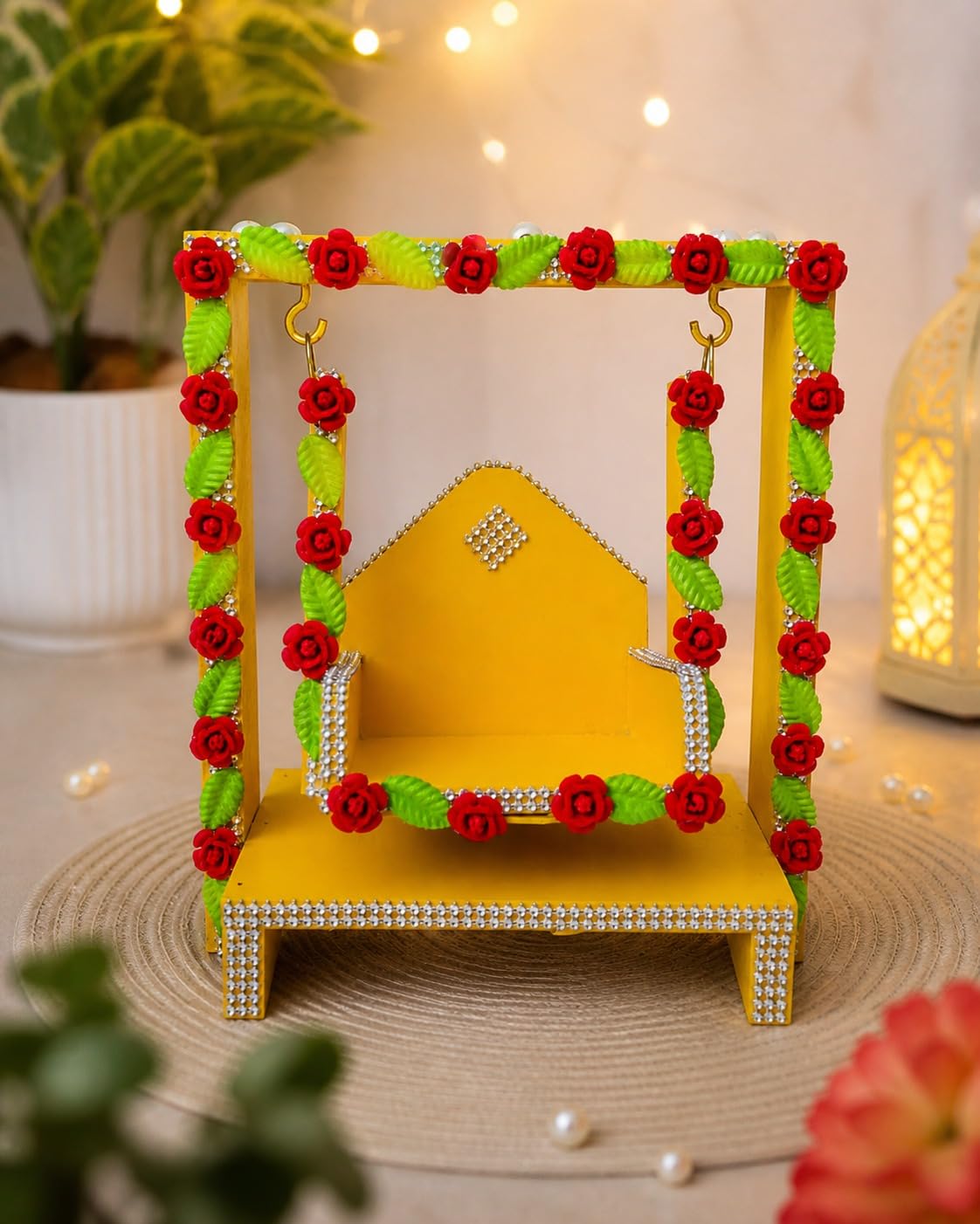 SEER laddu Gopal jhula for janmashtmi Handcrafted Jhula Palna for Laddu Gopal Ji, with Gold Accents, for Idol Size 0, 1 and 4 Random Color-image-35