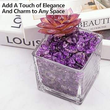 5-7mm Amethyst Quartz Crystal Chips Bulk, Purple Crushed Stones Natural Gemstones Healing Reiki Crystals Mini Quartz Vase Filler Aquarium Gravel Rocks 180g