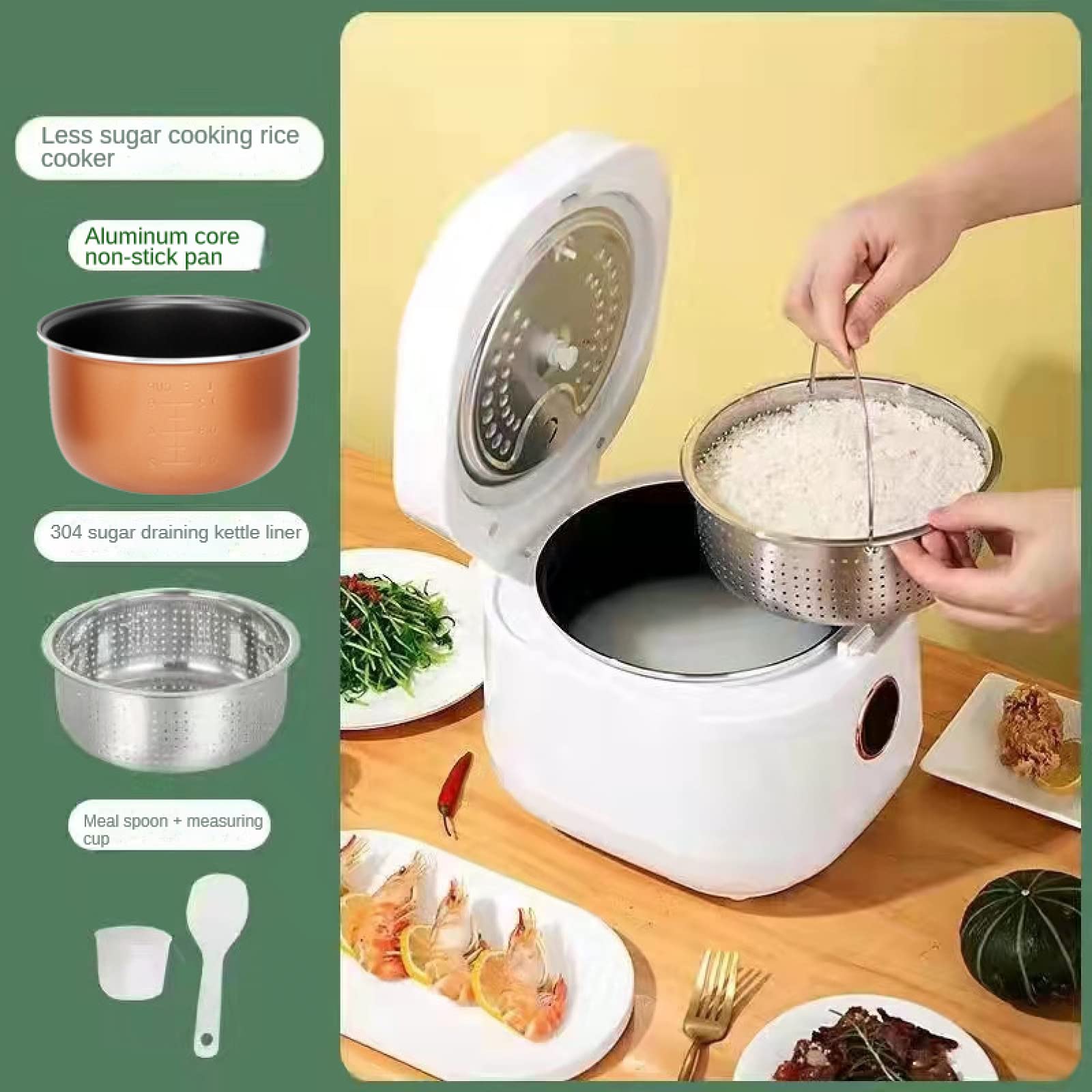Cuociriso Elettrico 3/5 l (6-10 Persone) con Funzione di Mantenere Caldo,White-3L