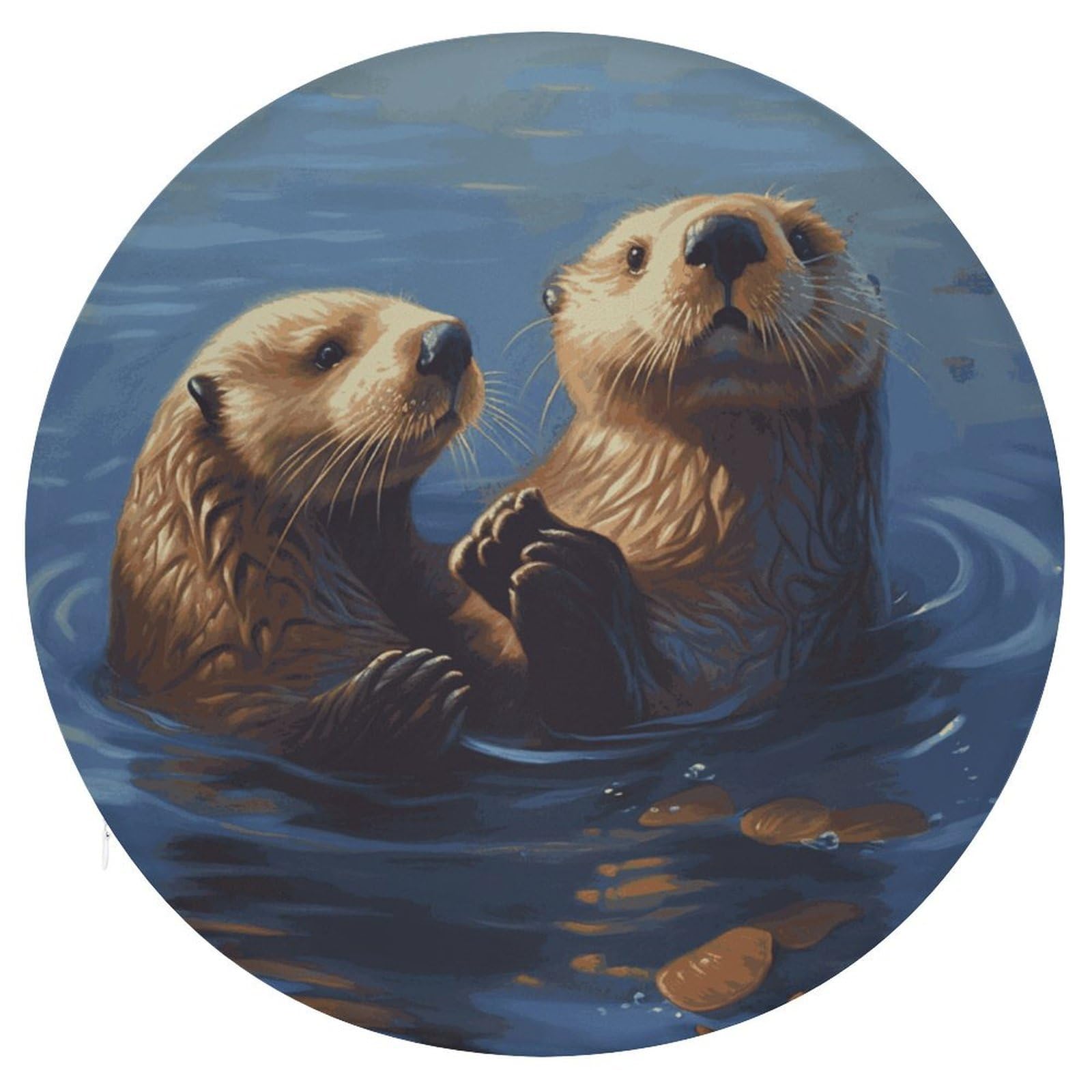 Adfgyerh Style Sea Otters Painting Cushion Memory Foam Pillow Core，Seat Cushion Detachable Design，Chair Cushions Suitable For All Seasons, And Can Be Used In Offices, Dining Rooms, Homes, And Other Settings.