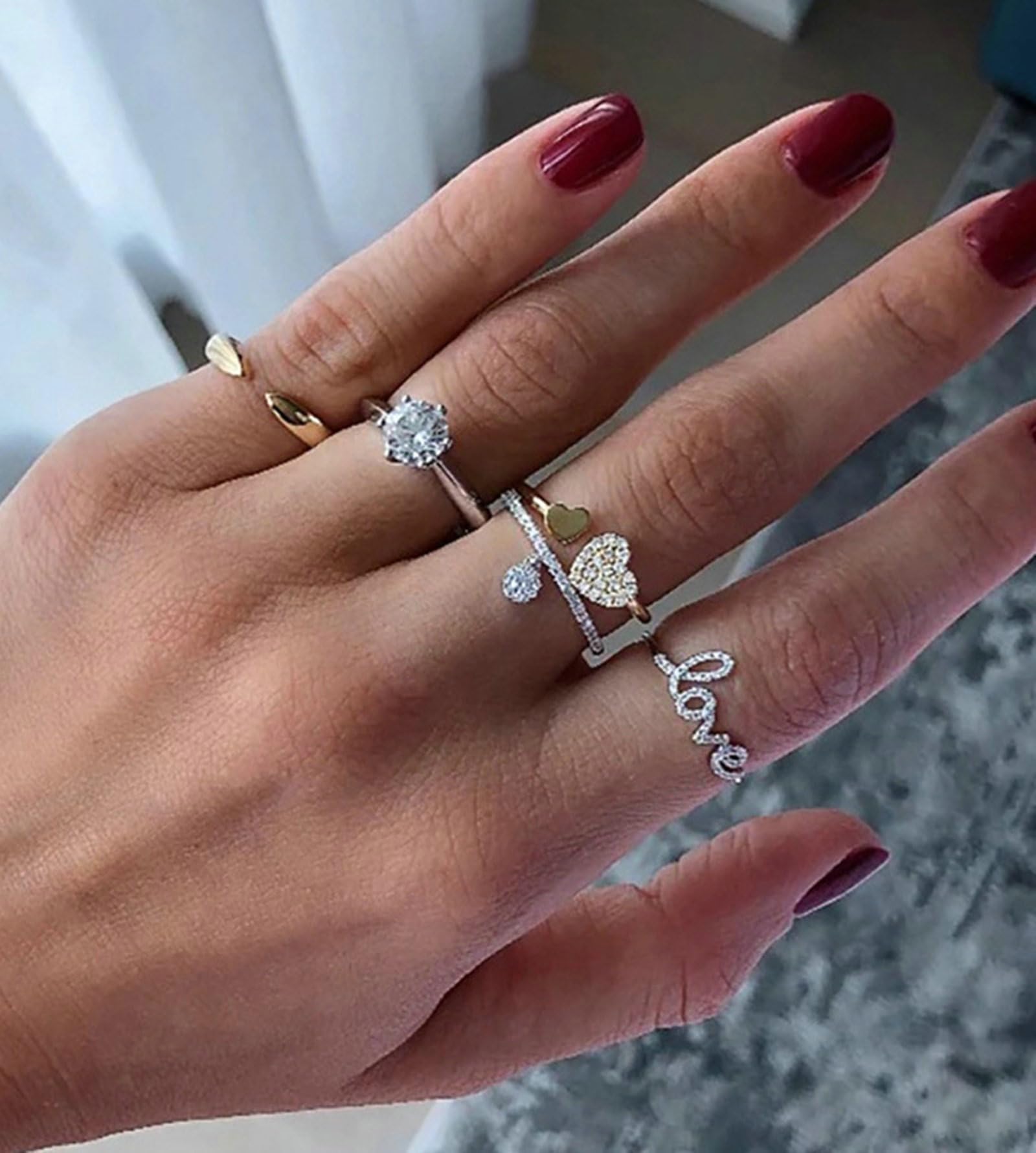 Anillo de compromiso de oro amarillo de 9 K/14 K, anillo ajustable para parejas para mujer