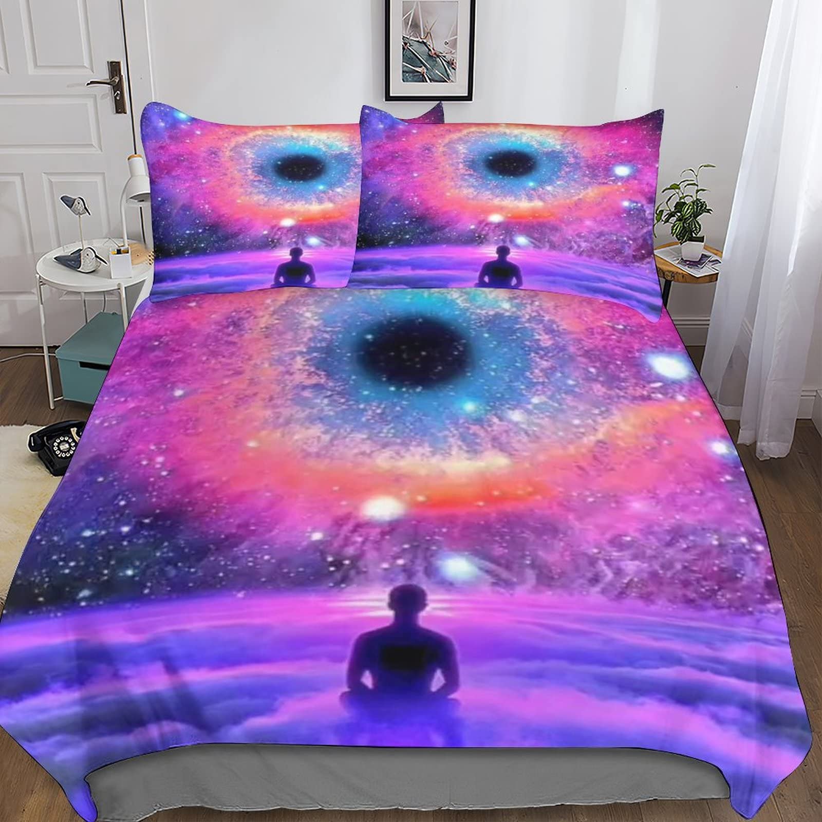 Parure de lit espace pour enfants cadeau fille et garçon avec housse de couette galaxie 3D