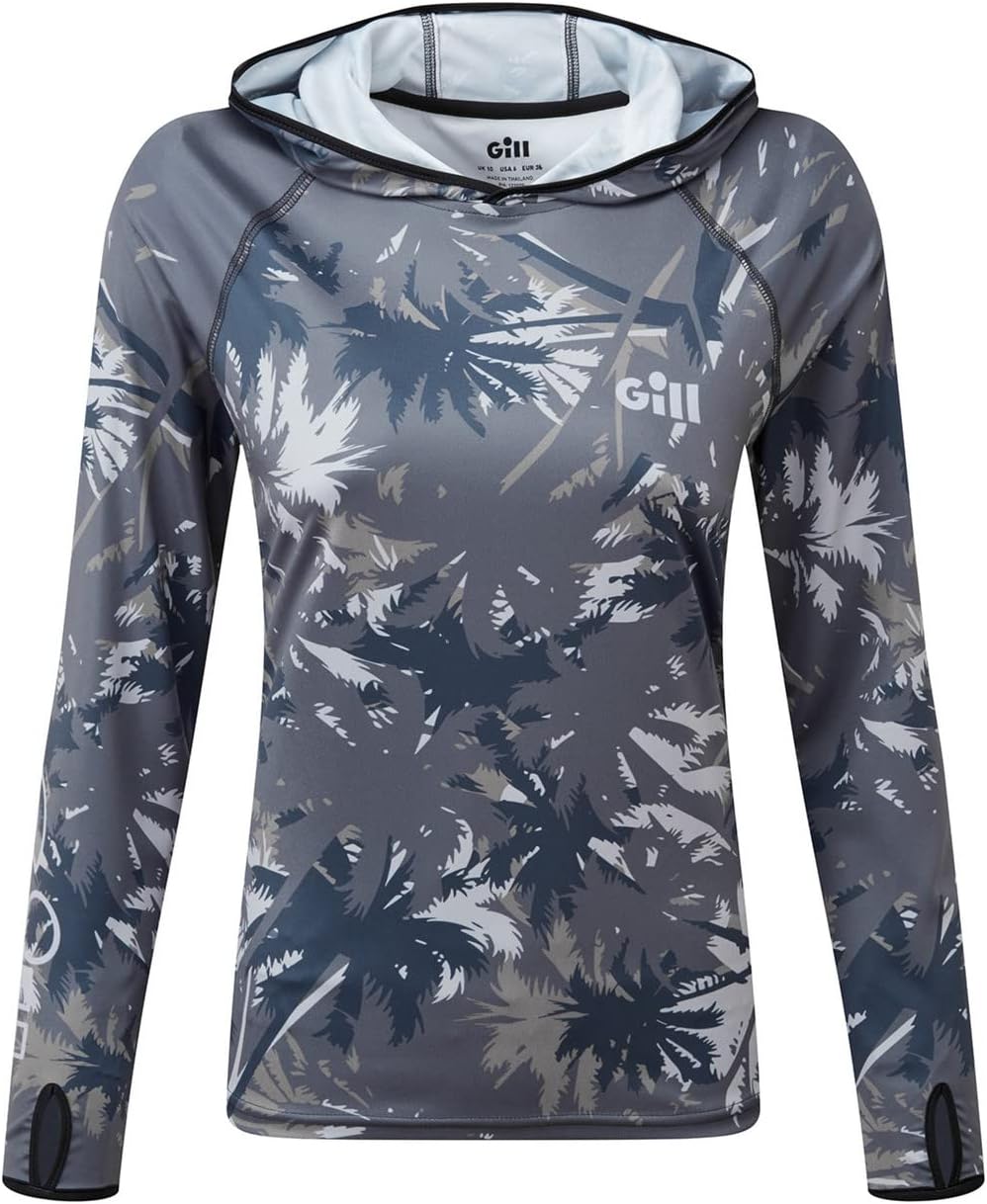 Gill Women's XPEL Long Sleeve Fishing Outdoor Sun Hoodie 50+ UV Sun Protection Water & Stain Repellent - Palm Print