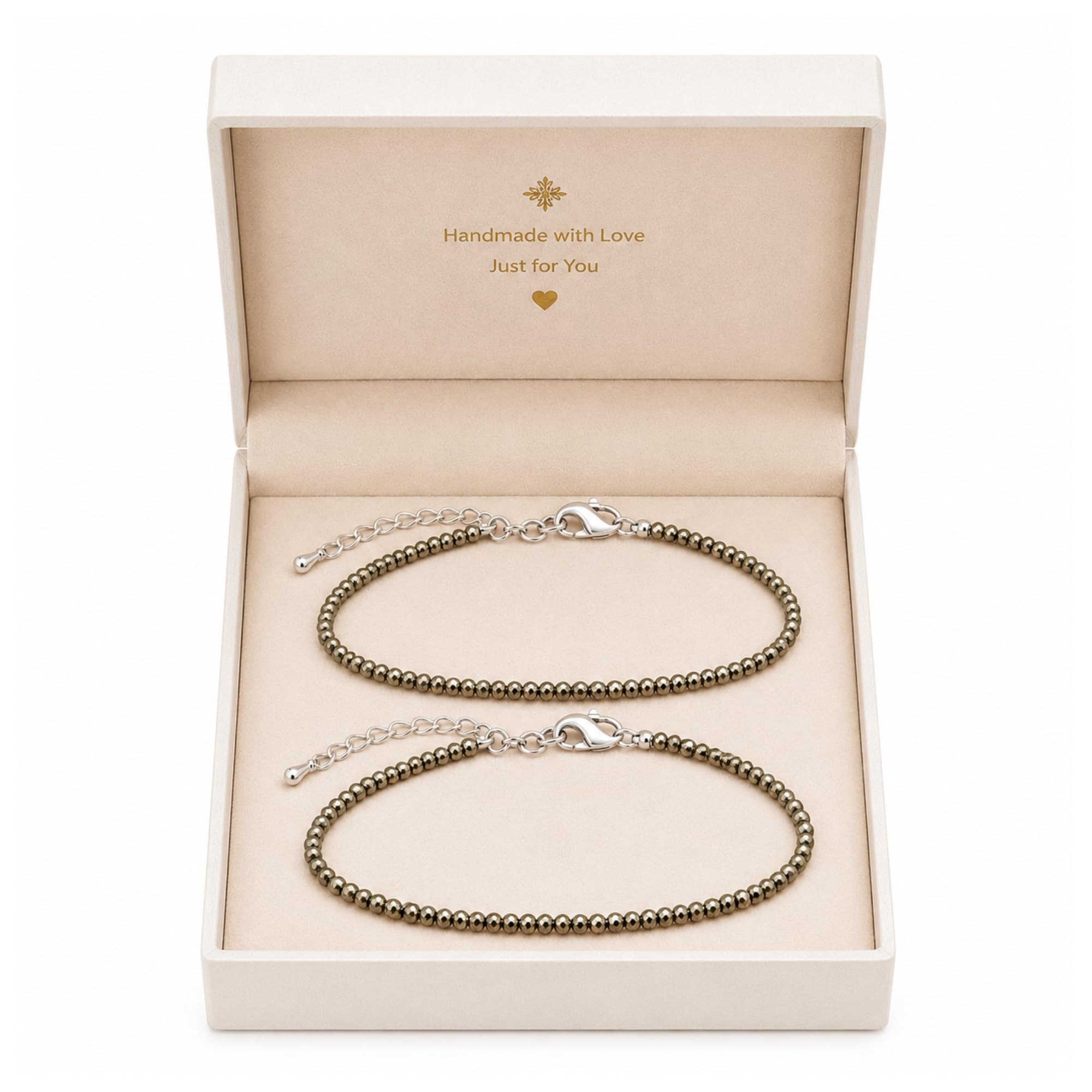 VEDIRAA Original Raw Pyrite Anklet for Women/Lab Certified Natural Healing Pyrite Stone/Adjustable Size/Spiritual Jewellery for Women/Gift for Woman & Girlfriend/Dhan Yog Anklet (Pack of 2)