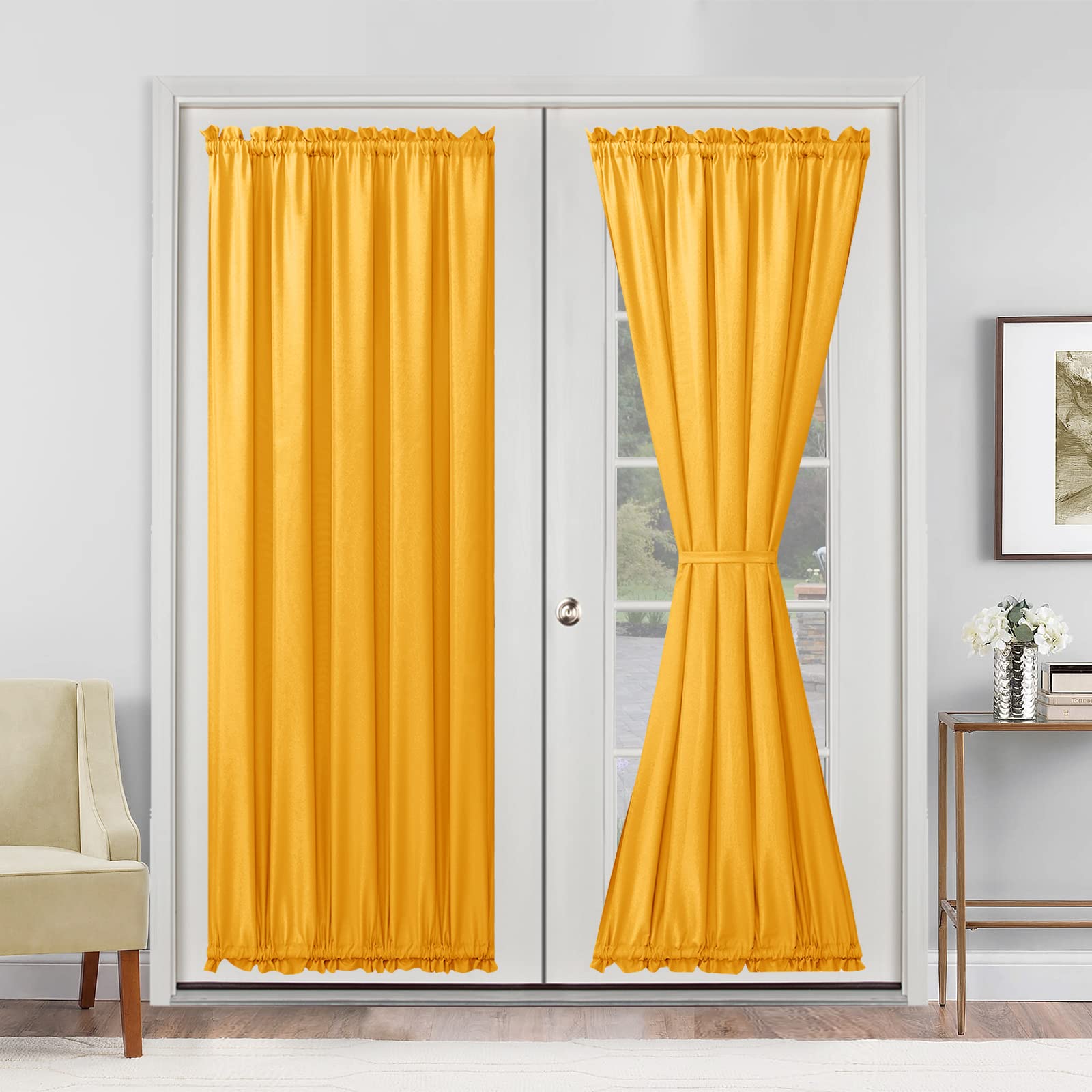 Rideaux d'intimité orange pour fenêtre et porte vitrée semi-transparent