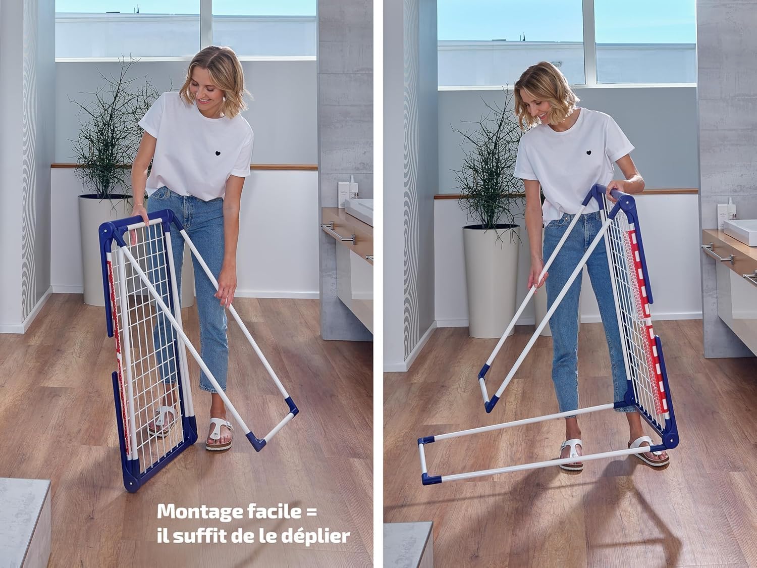 Leifheit Séchoir à Linge Pegasus 180 Solid, séchoir sur Pied Grande Surface d'étendage, étendoir à Linge Solide et Inoxydable, Un Accessoire