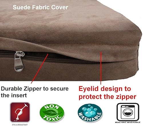 Miniatura 2 de Dogbed4less Cama ortopédica para perros con espuma viscoelástica de gel para mascotas medianas y grandes, forro impermeable, funda marrón de