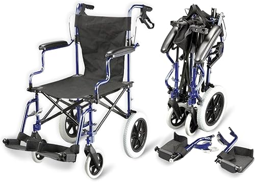 Fenetic Wellbeing - Silla de ruedas plegable ligera para adultos, pesa 26 libras, silla de ruedas portátil de 18 pulgadas con bolsa de transporte,