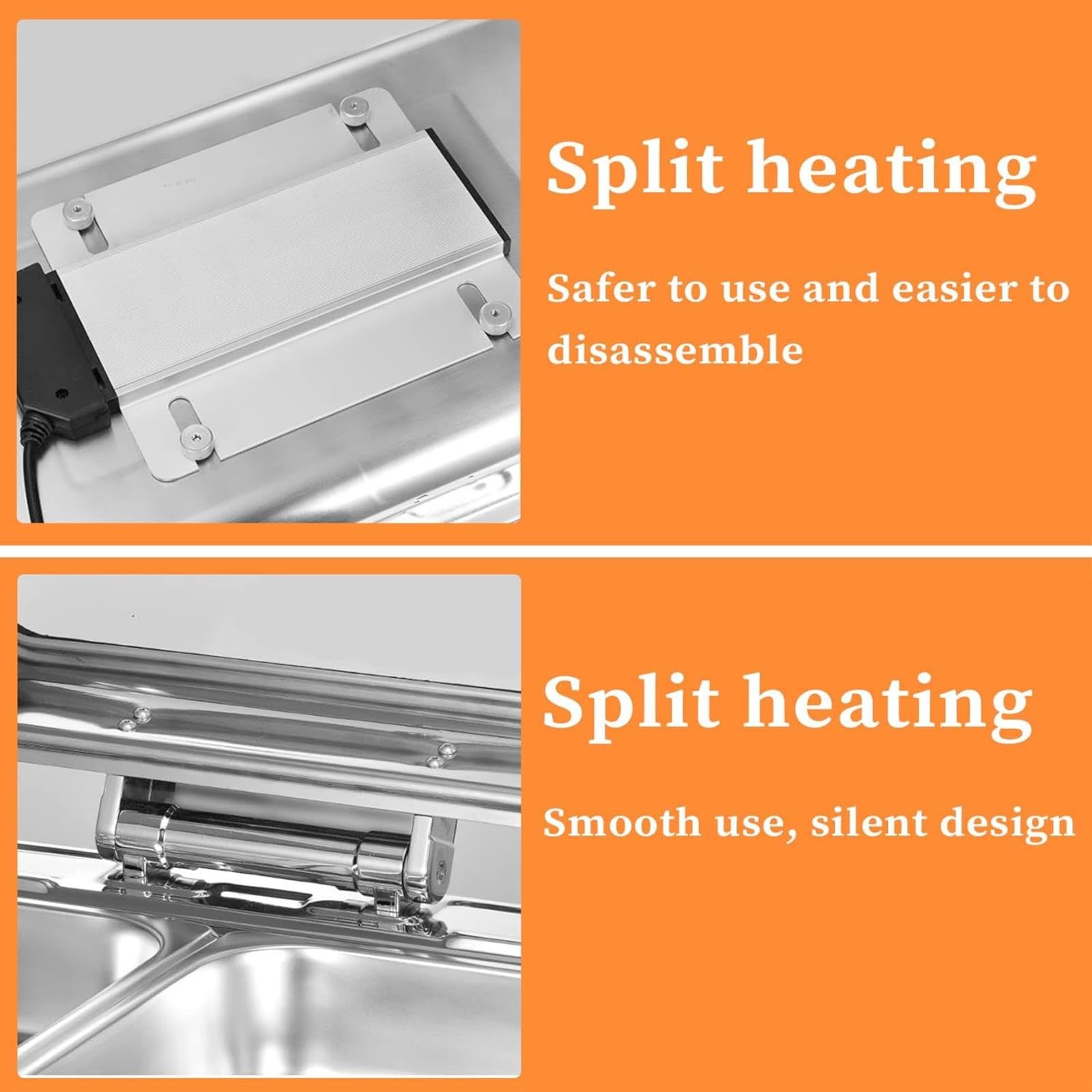 Scaldavivande Elettrico in Acciaio Inox con Coperchio Trasparente, Ideale per Buffet E Banchetti Professionali (GN1/3)