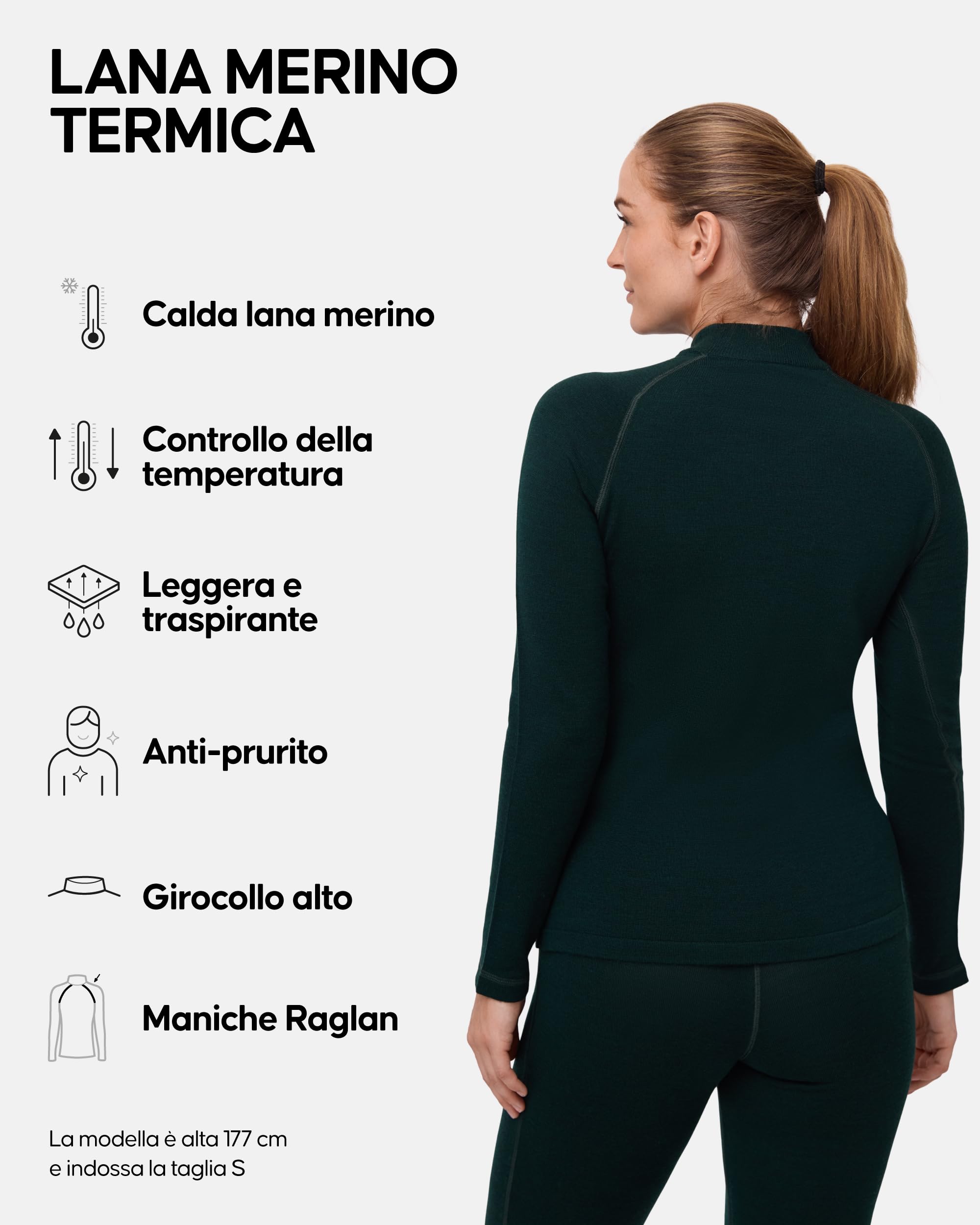DANISH ENDURANCE Maglia Termica Donna in Lana Merino per Freddo Estremo, Manica Lunga, Intimo Termico per Sci, Trekking, Escursionismo