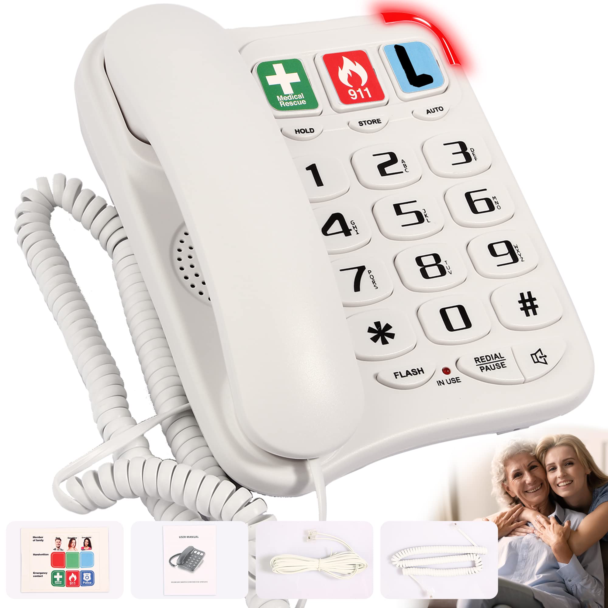 Buy Big Button Phone for Seniors, Telephones for Hearing Impaired, 9