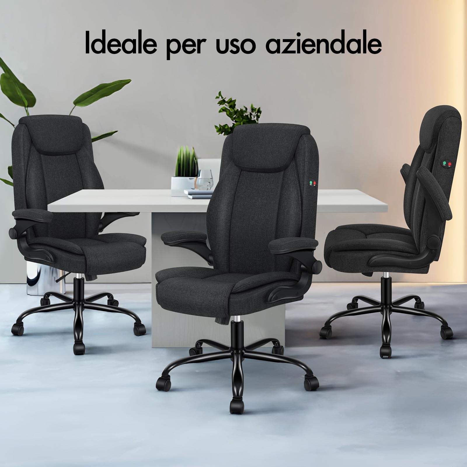 ALFORDSON Sedia Ufficio con Massaggio, Sedia Scrivania Ergonomica con Supporto Lombare, Poltrona Girevole ad Altezza Regolabile per Ufficio e Studio Sala Riunioni, Portante 150 kg, Tessuto(Nera)
