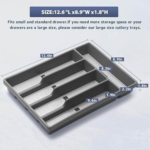 Miniatura 10 de Organizador de cubiertos con iconos de cubiertos, bandeja de cubiertos para cajón de cocina, cubiertos de plástico, organizador de cajones de