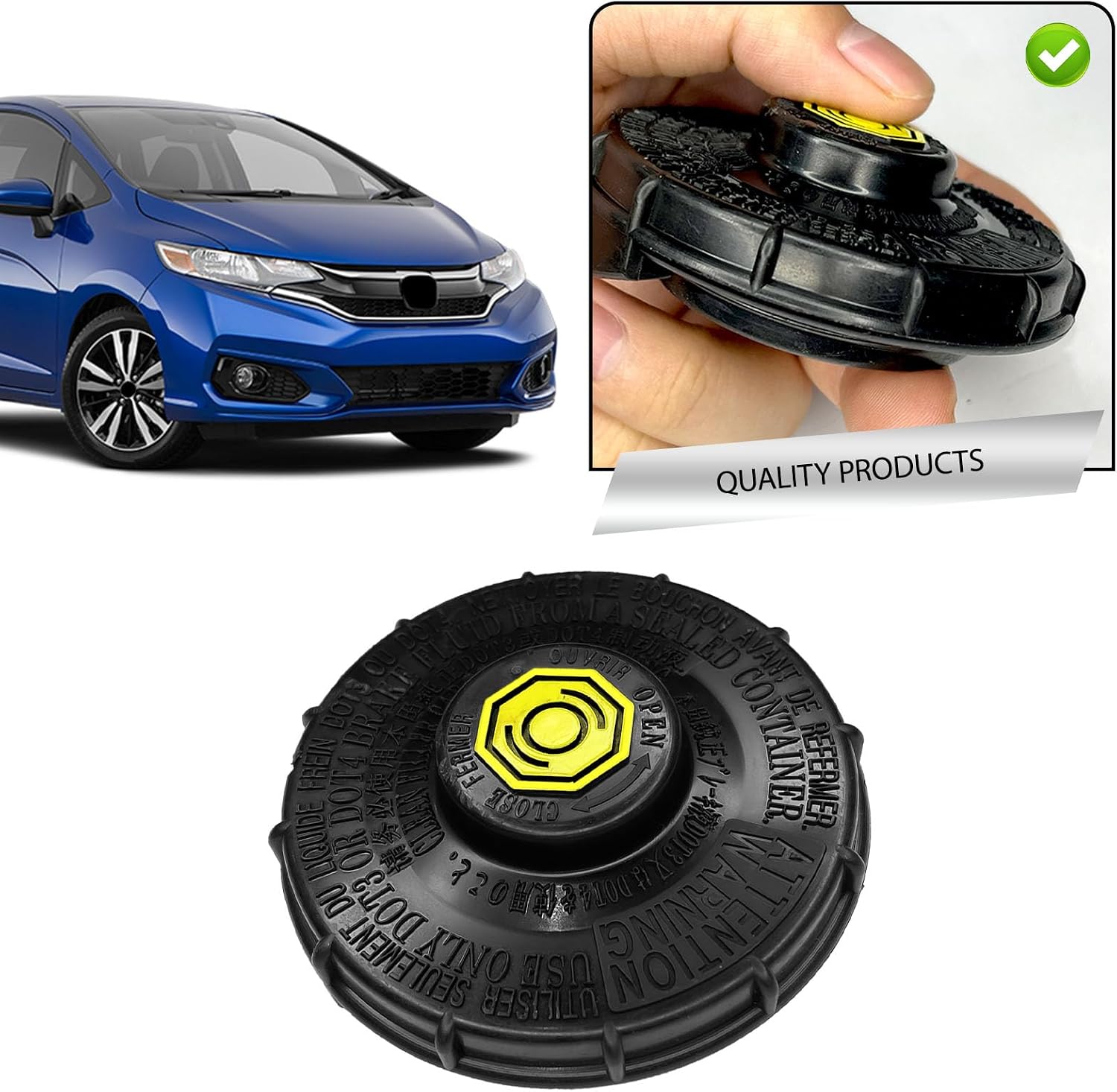 Brake Fluid Cap for Honda, Brake Master Cylinder Tank Reservoir Cap Replacement Compatible with Honda Accord Fit EV Hybrid S2000 CR-V Civic, Replaces #46662-SLE-J01 46662-SDC-A02 46662-S8A-003