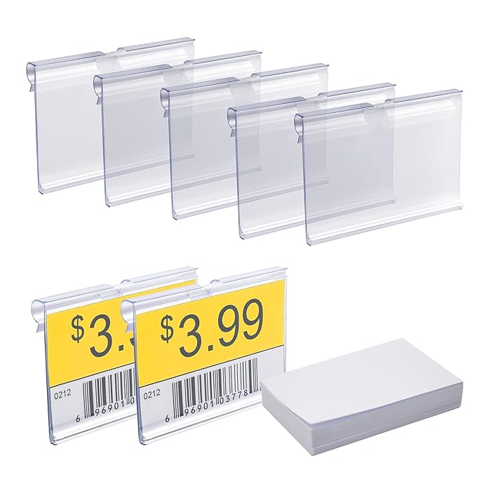 Buy Seitop 70PCS Clear Plastic Label Holders with 100PCS White Paper
