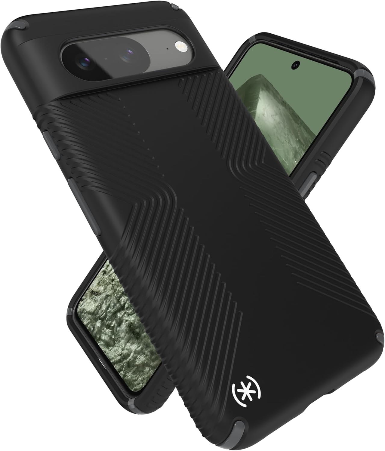 Speck Google Pixel 8 Case - Drop Protection Grip - Scratch Resistant, Soft Touch Phone Case for Google Pixel 8 - Presidio2 Grip Black/Slate Grey/White