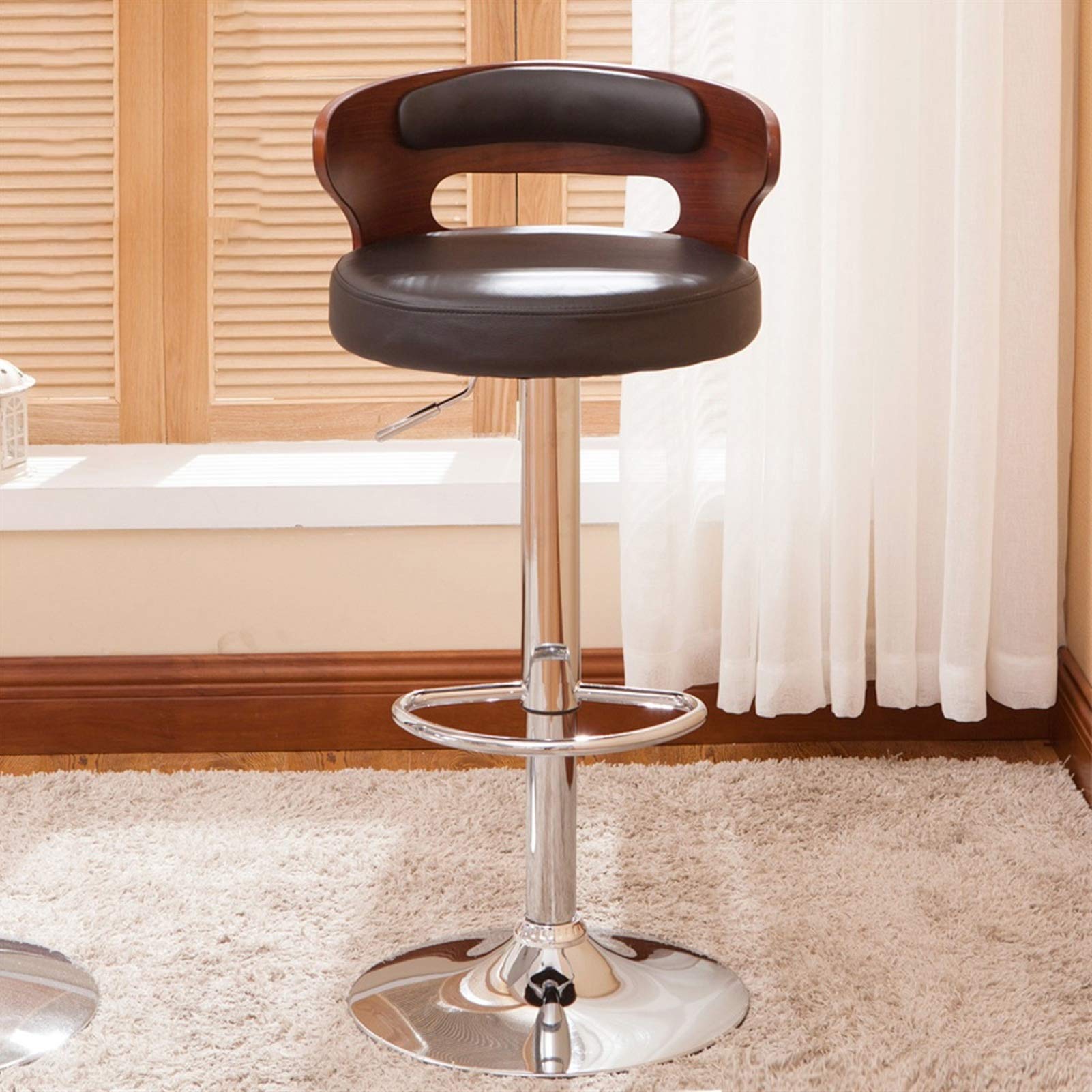 Homall Walnut Bentwood Bar Stools With PU Leather Piece On, 59 OFF