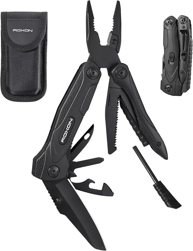 14-in-1 Multitool Pliers with Fire Starter,Lightweight Portable | Stainless Steel Folding Pocket Knife Multi Tool Set for Camping Hiking Survival EDC, Outdoor Gear with 25-Year warranty