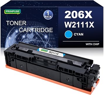 206X 206A Cyan Toner Cartridge High Yiled, W2111X W2111A Compatible for HP 206A 206X, for HP Color LaserJet Pro M255dw MFP M282nw M283cdw M283fdw