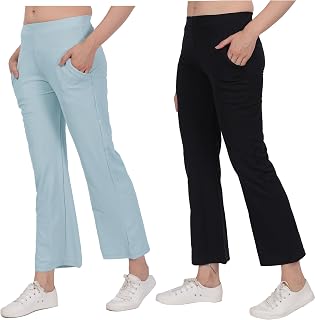 STARLATH Girls Pants and Trousers for Kids Girls, Multicolor Soft Lycra Stretchable Trackpants for Sports Activity Combo (... Price In India