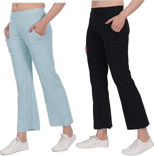STARLATH Girls Pants and Trousers for Kids Girls, Multicolor Soft Lycra Stretchable Trackpants for Sports Activity Combo (...