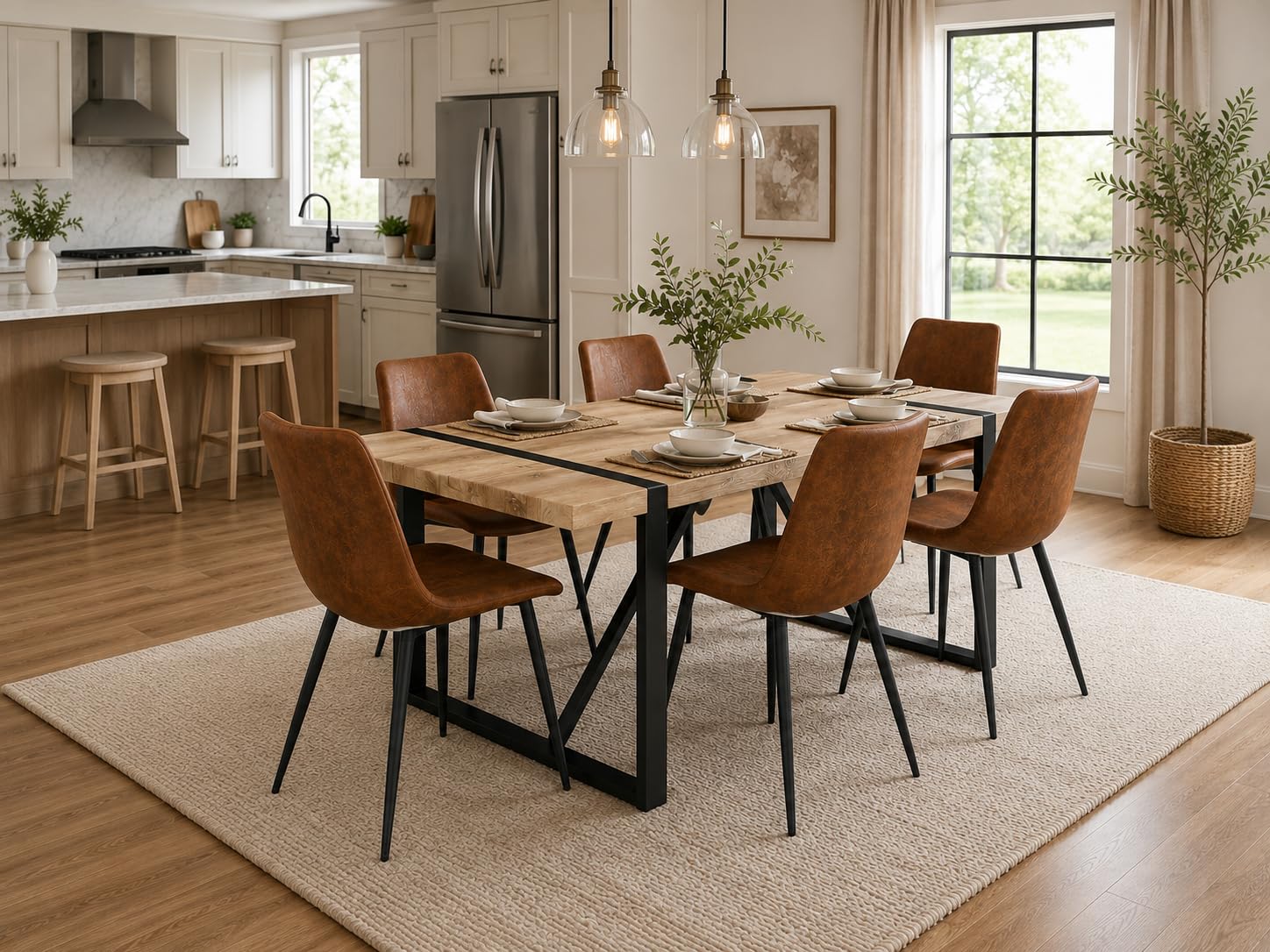 Amazon.com: MUUOKY Dining Table Set for 6, 71'' Wood Dining Table