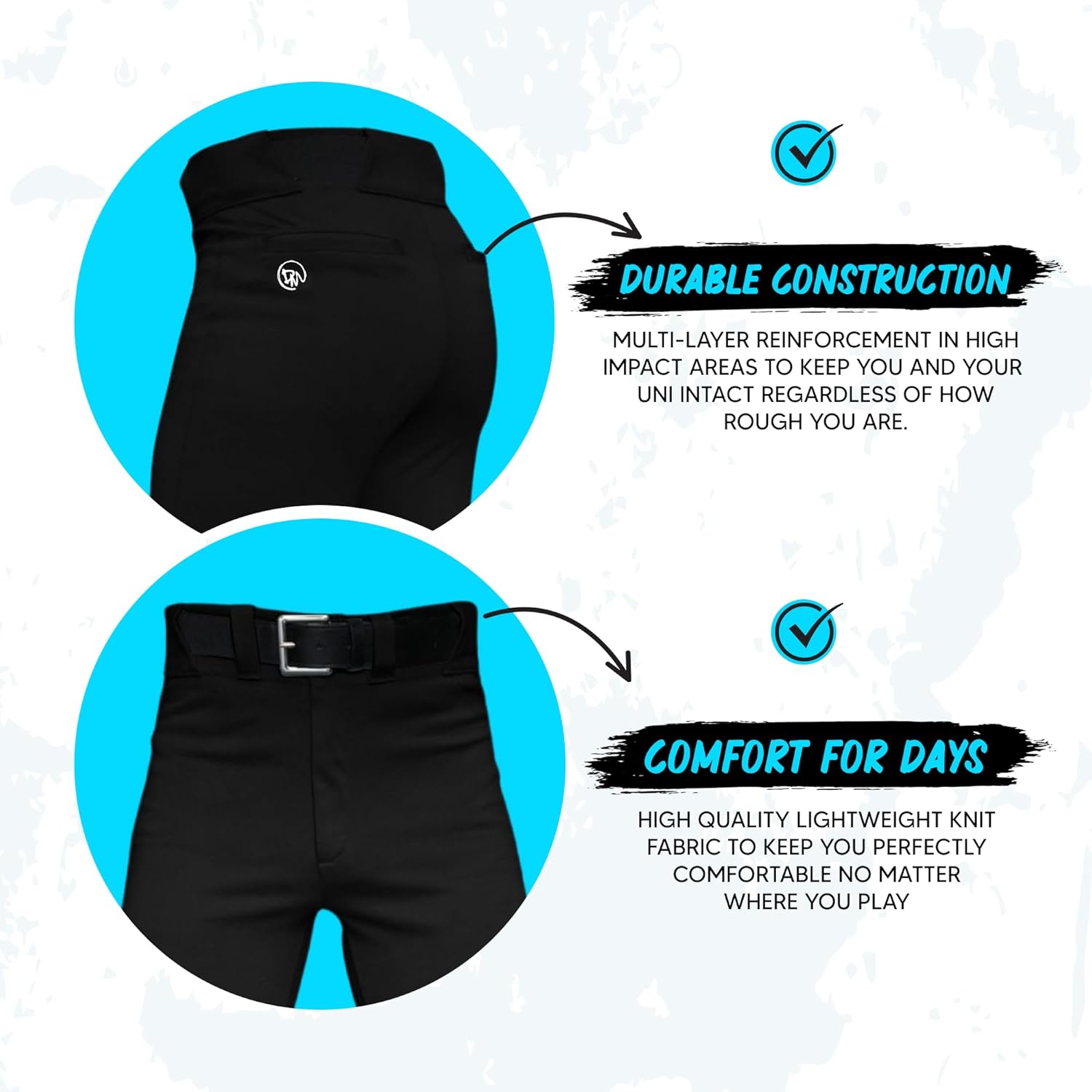 Dirty Mids Original The Essentials Baseball Pants – Pro Fit, Anti-Slip Waistband – White, Black, Grey – XS to XL - Image 5