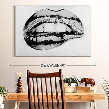 Amazon.com: ElephantStock Monochrome Biting Lip Canvas - 1 Panel