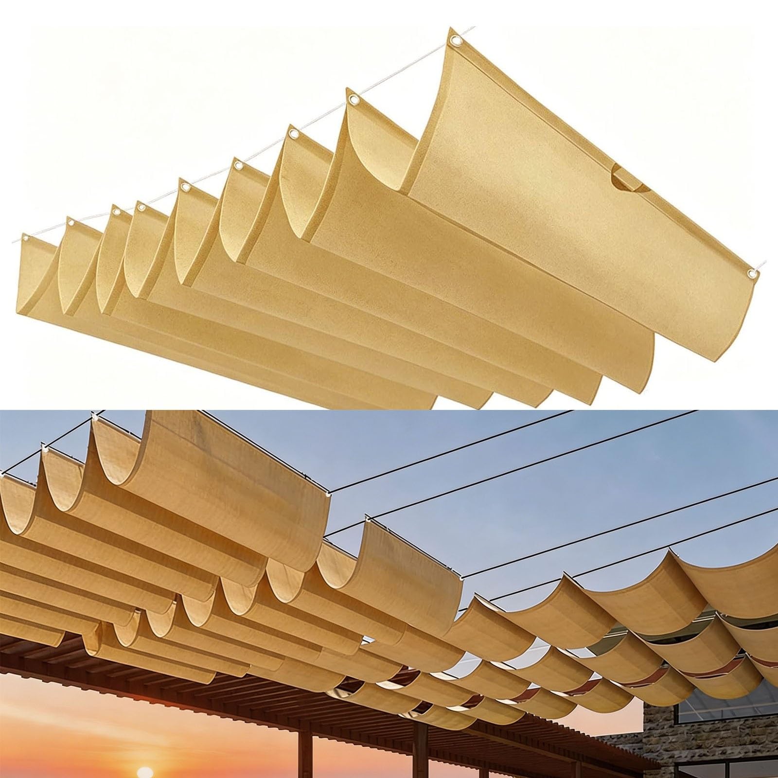 Voile d'ombrage vague contre la chaleur étouffante, store rétractable 110x175 résistant à l'eau
