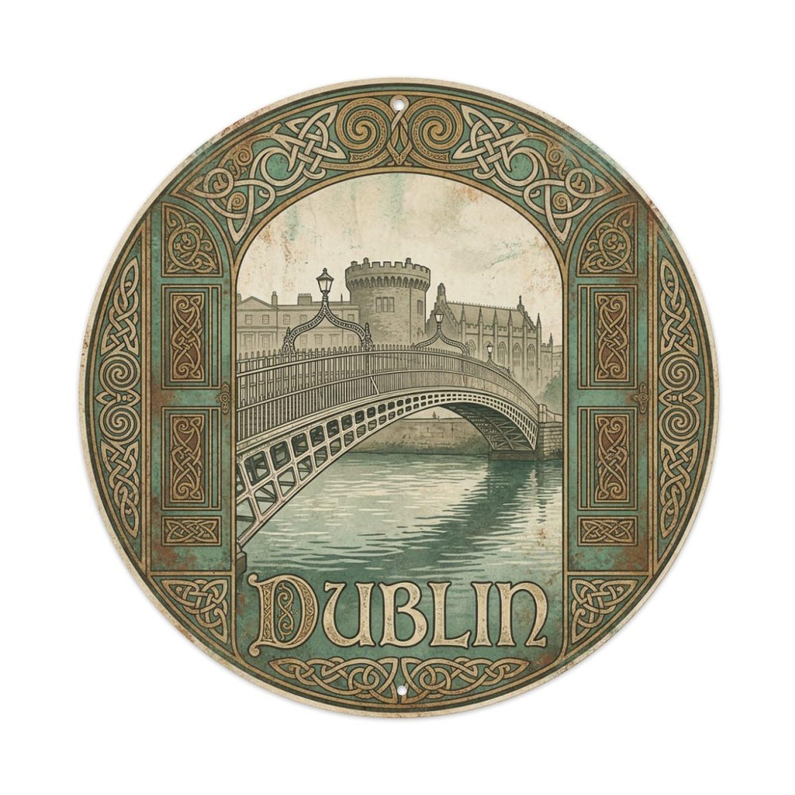 Vintage Travel Ireland Dublin Metal Tin Sign