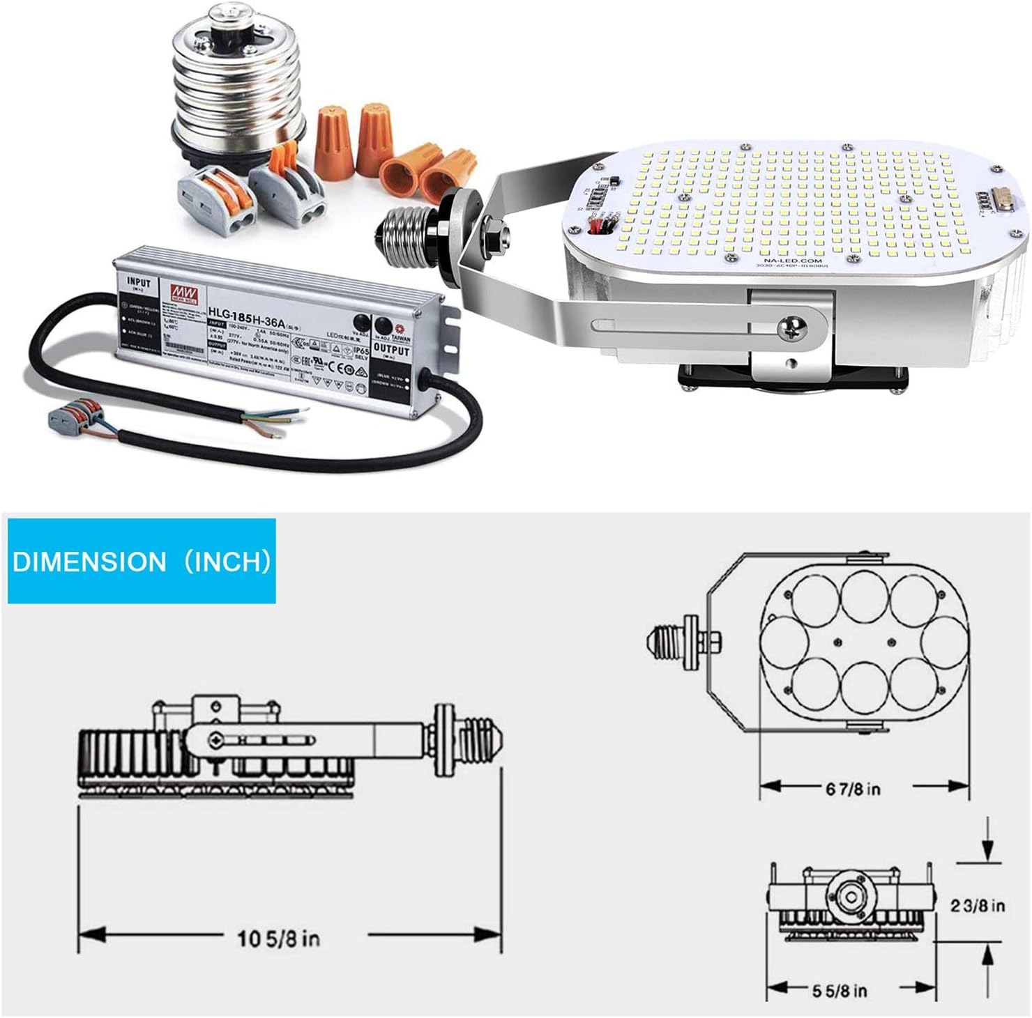 Up To 60% OFF Hakkatronics 185W Shoebox LED Retrofit Kit 27750 LM with Power Supply (UL/ETL/DLC), Replace 800W MH/HPS/HID, 5500K LED Retrofit Kit for Parking Lot Wall Pack Driveway Street Stadium High Bay Etc