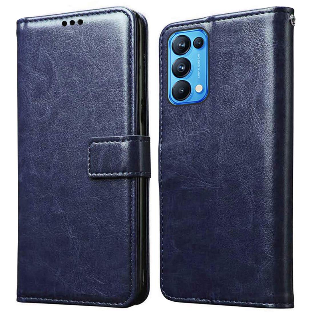 Amazon Brand - Solimo Flip Leather Mobile Cover (Soft & Flexible Back case) for Oppo Reno 5 Pro (Blue) (B08W3J9VDP) Amazon Price History, Amazon Price Tracker