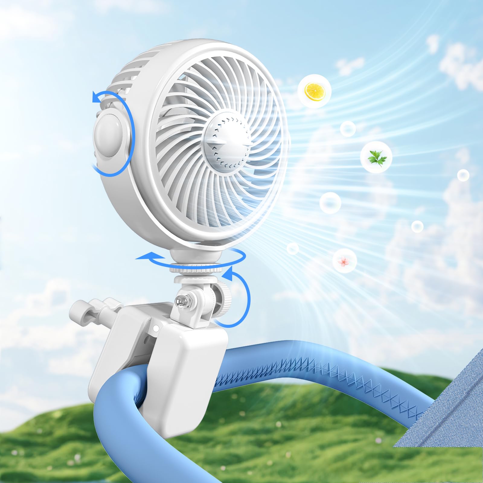 Ventilateur pour poussette rechargeable à clipser anti chaleur