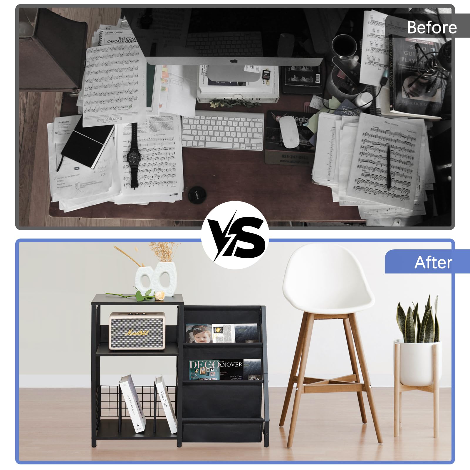 Vinyl Plattenspielerständer, Beistelltisch mit 3-Tier Lagerung für bis zu 200 Alben, Stahlrahmen CD Record Schrank, Plattenspielerständer und Holz Record Regal Schrank für Wohnzimmer, Rec Room