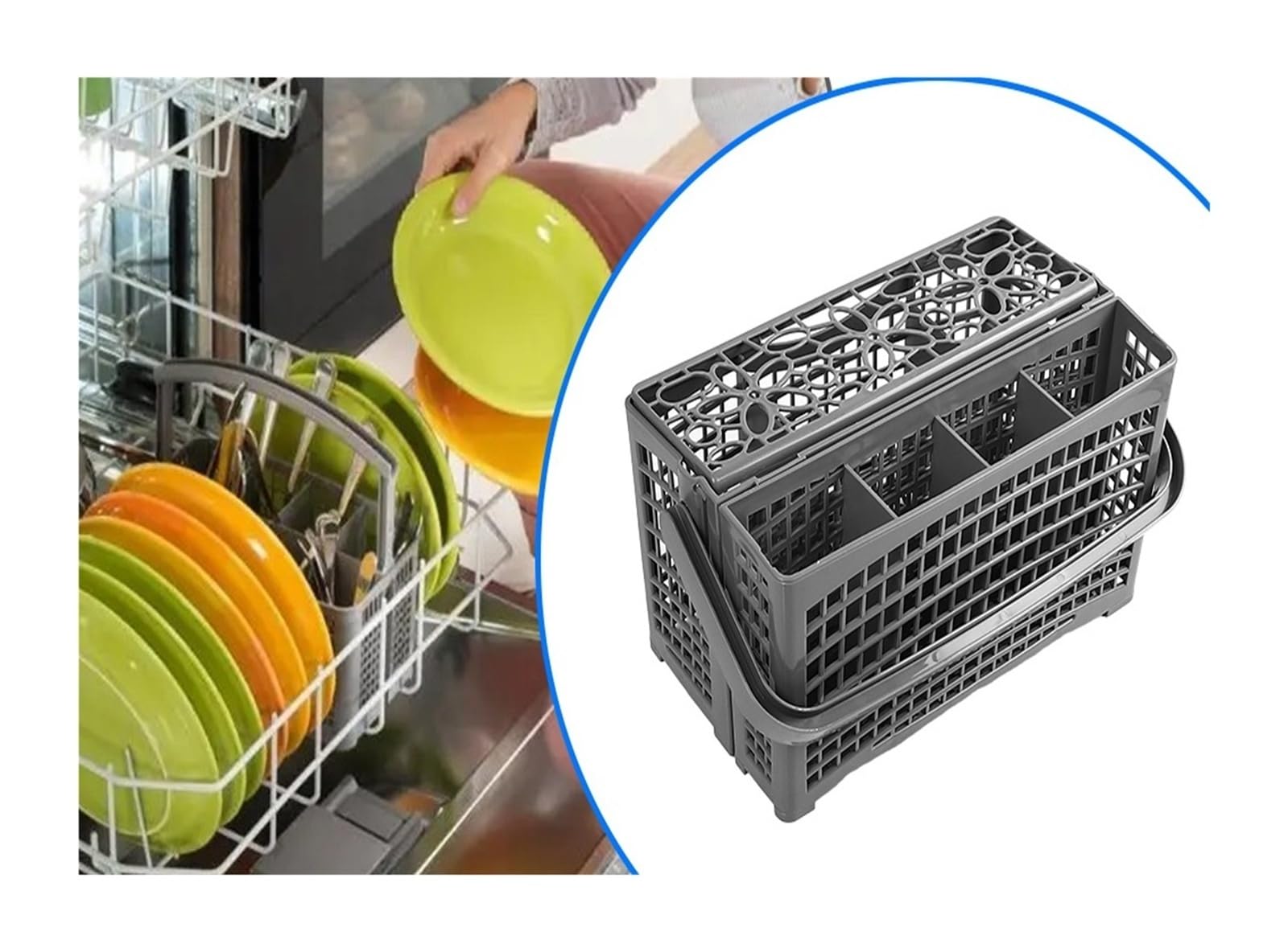 1 cesta for cubiertos for lavavajillas, soporte for almacenamiento de tenedores