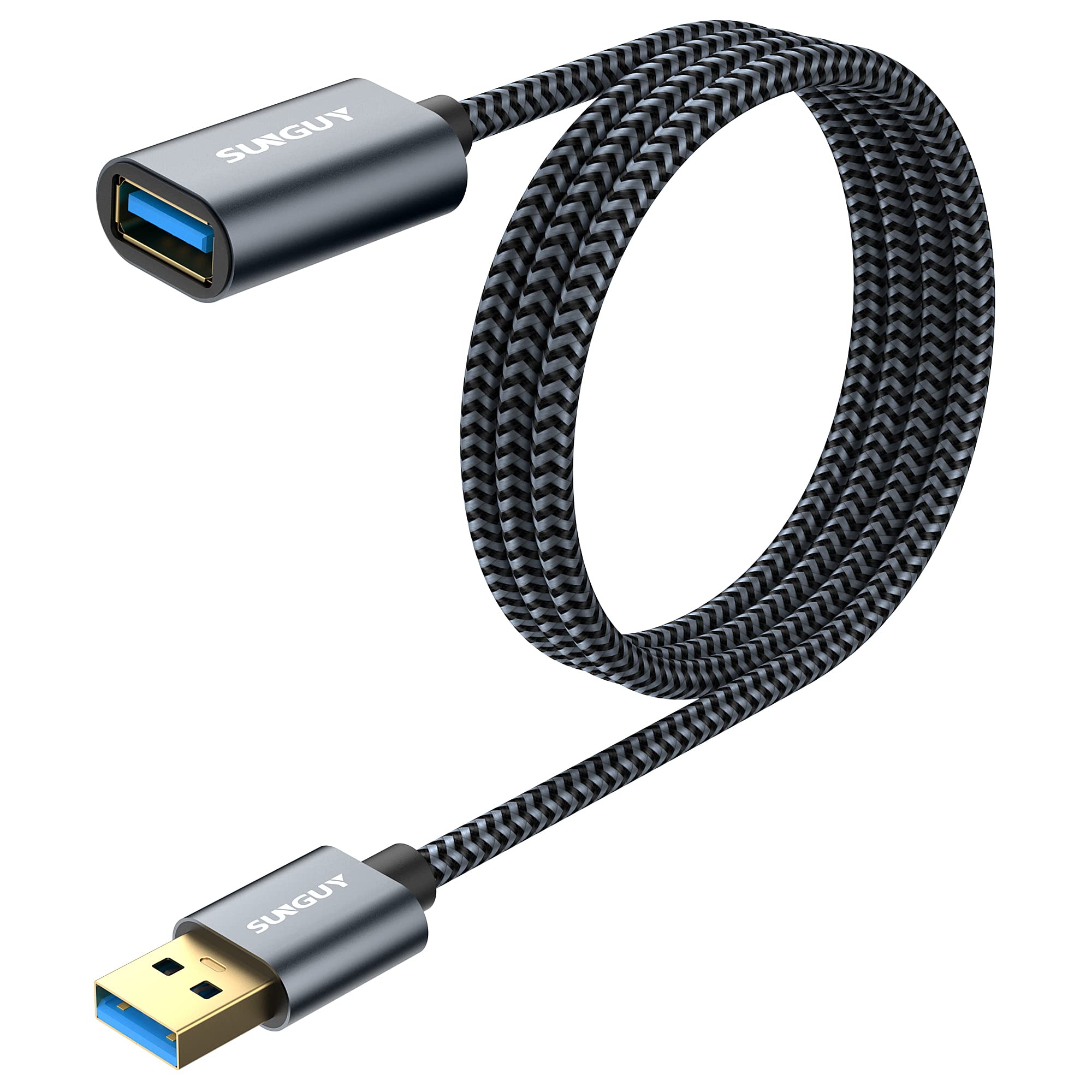 SUNGUY USB 3.0 Verlängerung Kabel，Verlängerungskabel 5Gbps Superschnelle USB A Stecker auf A Buchse Verlängerung für Kartenlesegerät,Tastatur, Drucker, Scanner, Kamera,1m-Grau-2Stück