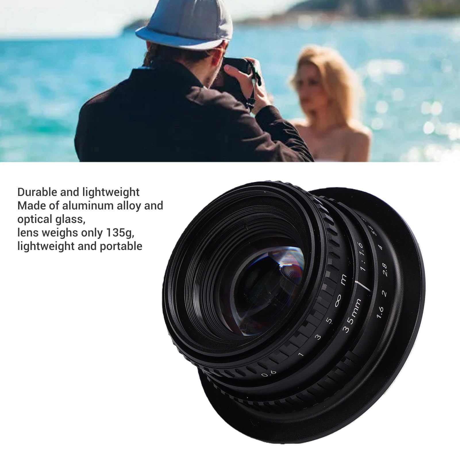 aqxreight Obiektyw Stałoogniskowy 35 Mm F 1,6 z Ręczną regulacją Ostrości Pasuje do Aparatu w Formacie R 7 R10 R50 R100 R50V APS-C