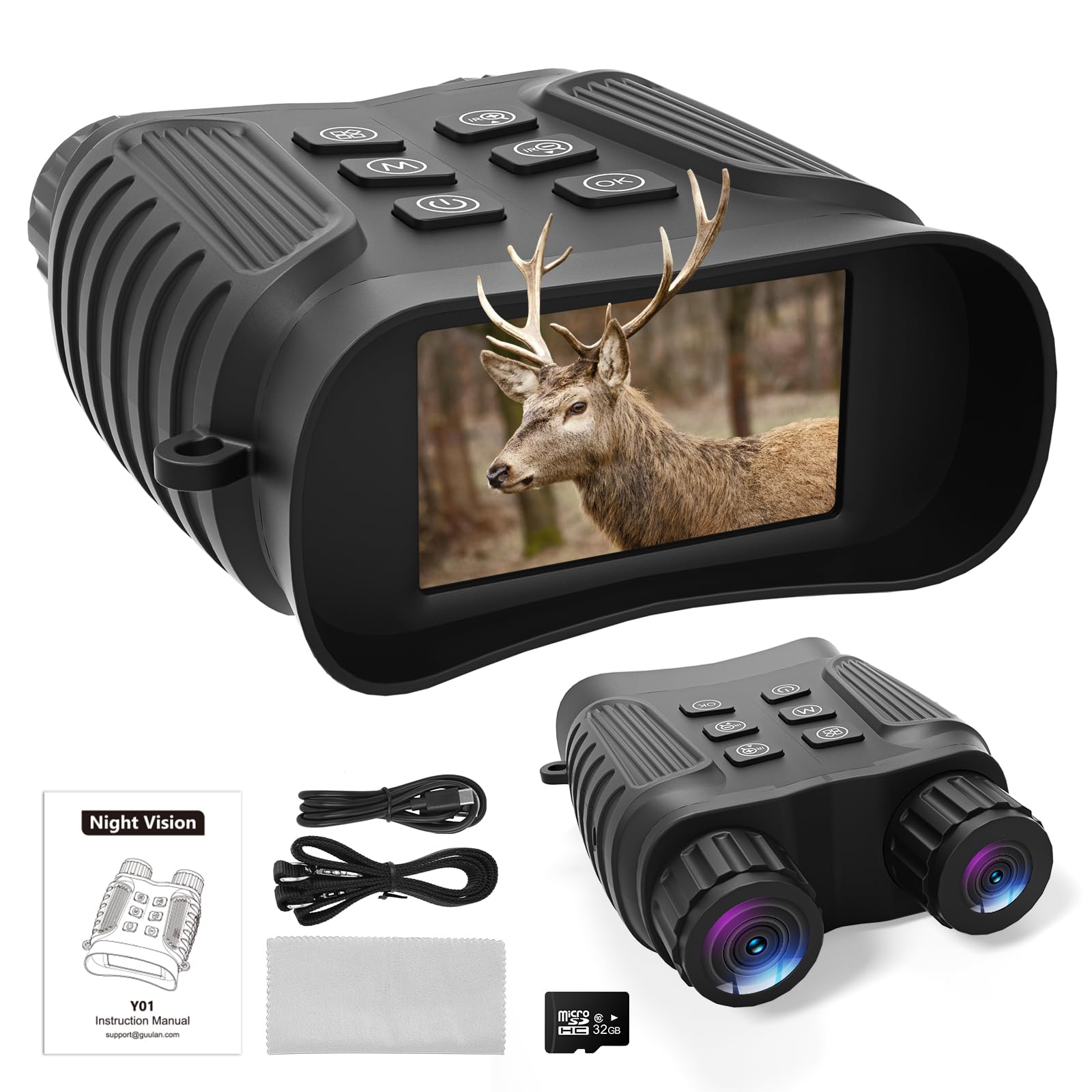 Night Vision Goggles, 4K Night Vision Binoculars for Adults with 8X Digital Zoom & 6 Adjustable IR Levels, Long-Lasting Battery, Manual Focus, 32GB TF Card