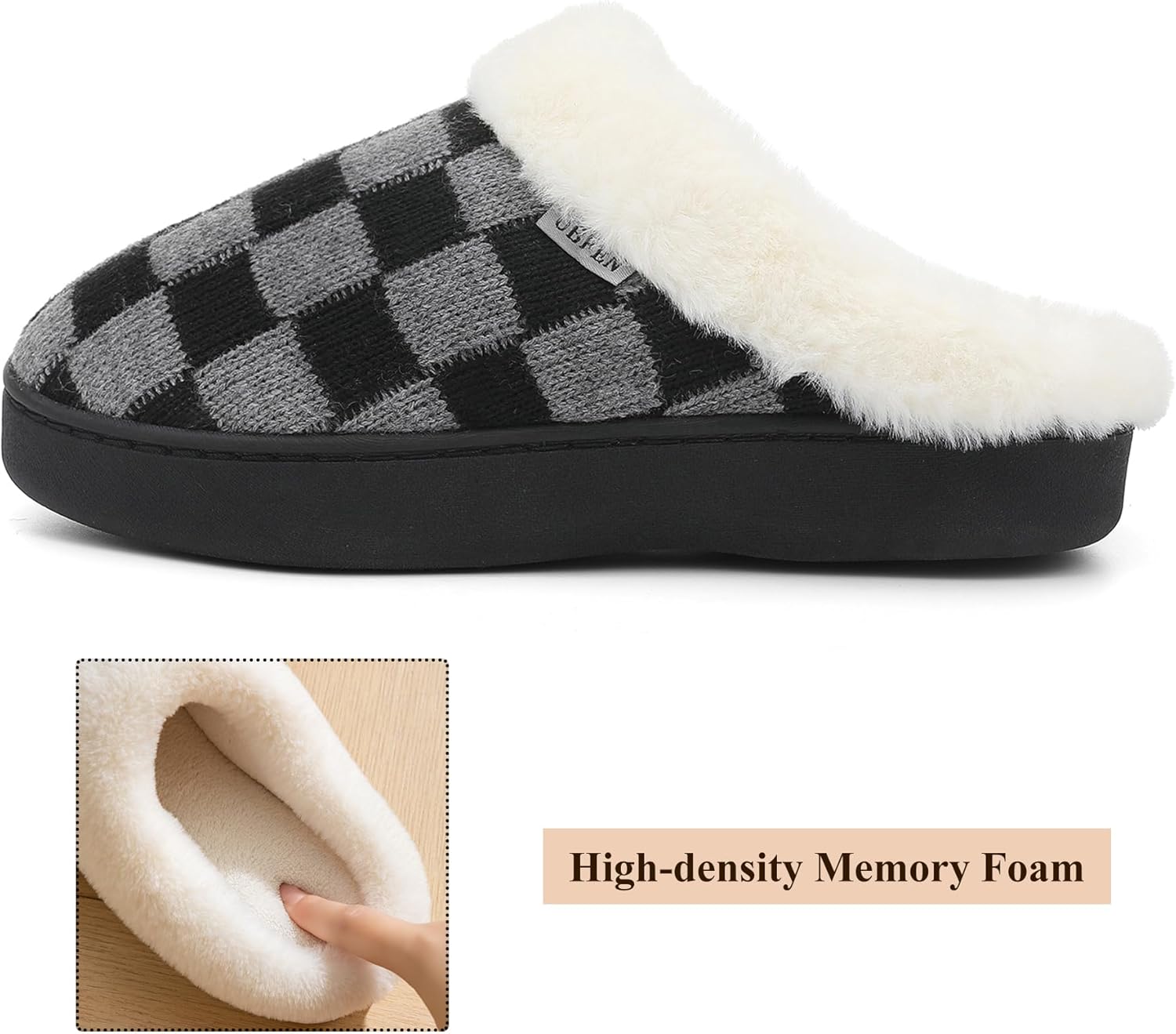 UBFEN Mens Womens Slippers Classic Plaid Winter Warm with Memory Foam Fluffy House Shoes Platform Indoor Bedroom - Image 4