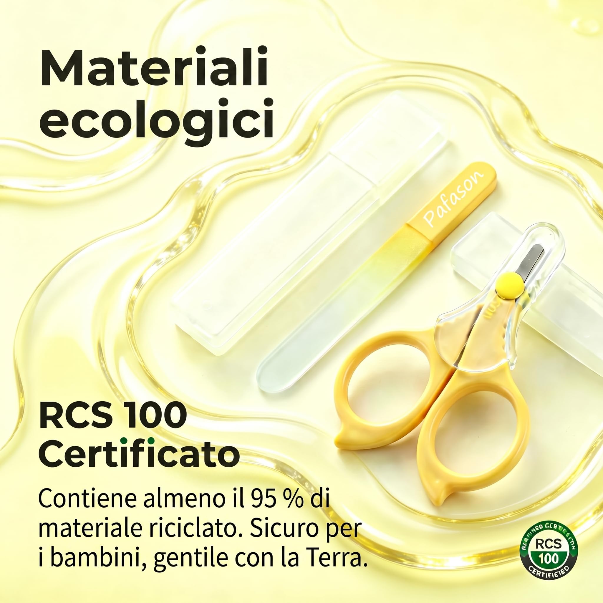 PAFASON Bambino Rotonda Punta Sicurezza Manicure Unghia Cesoie e Bambino Vetro Lima Unghia Set, Acciaio Inossidabile, Ceco Galleggiante Vetro, Ideale per Neonato, Neonati, Bambini Piccoli