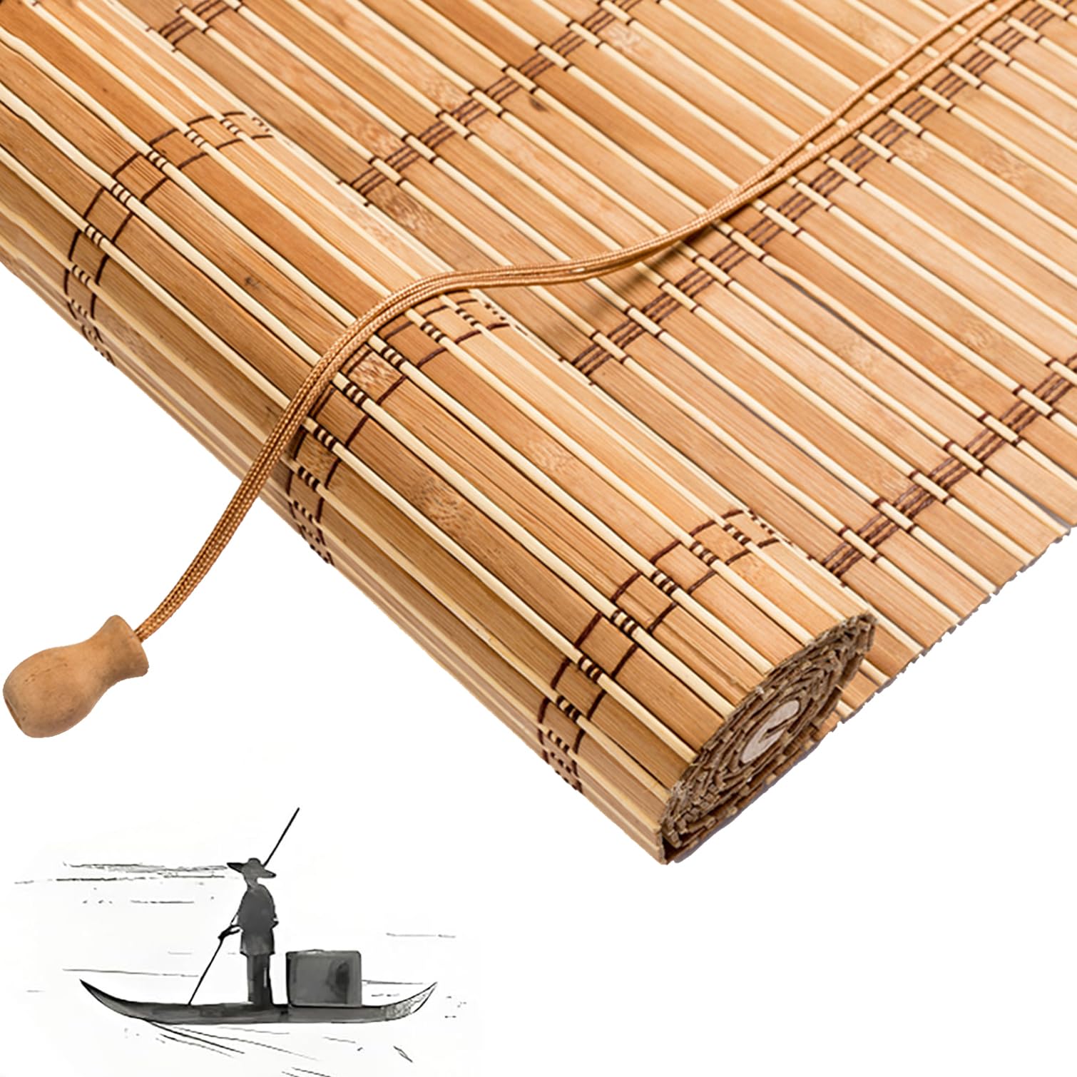 Tende a Rullo in bambù retrò,Tapparella Avvolgibile per Finestre,Tende a Pacchetto,Cortina di bambù Oscuranti,Parasole Privacy per Interno/Esterno Balcone, Larghezza x Altezza (100cm x 270cm)